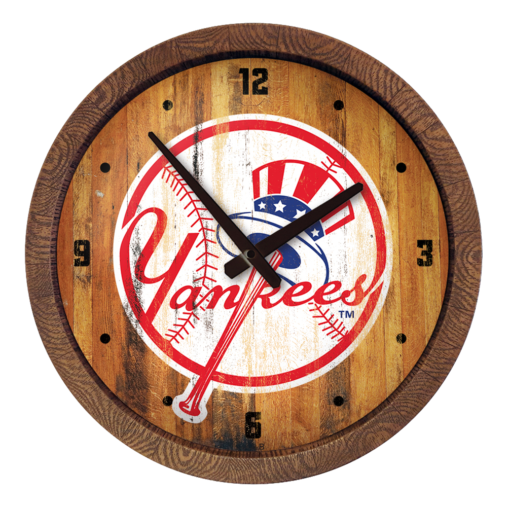 New York Yankees Weathered "Faux" Barrel Top Clock  