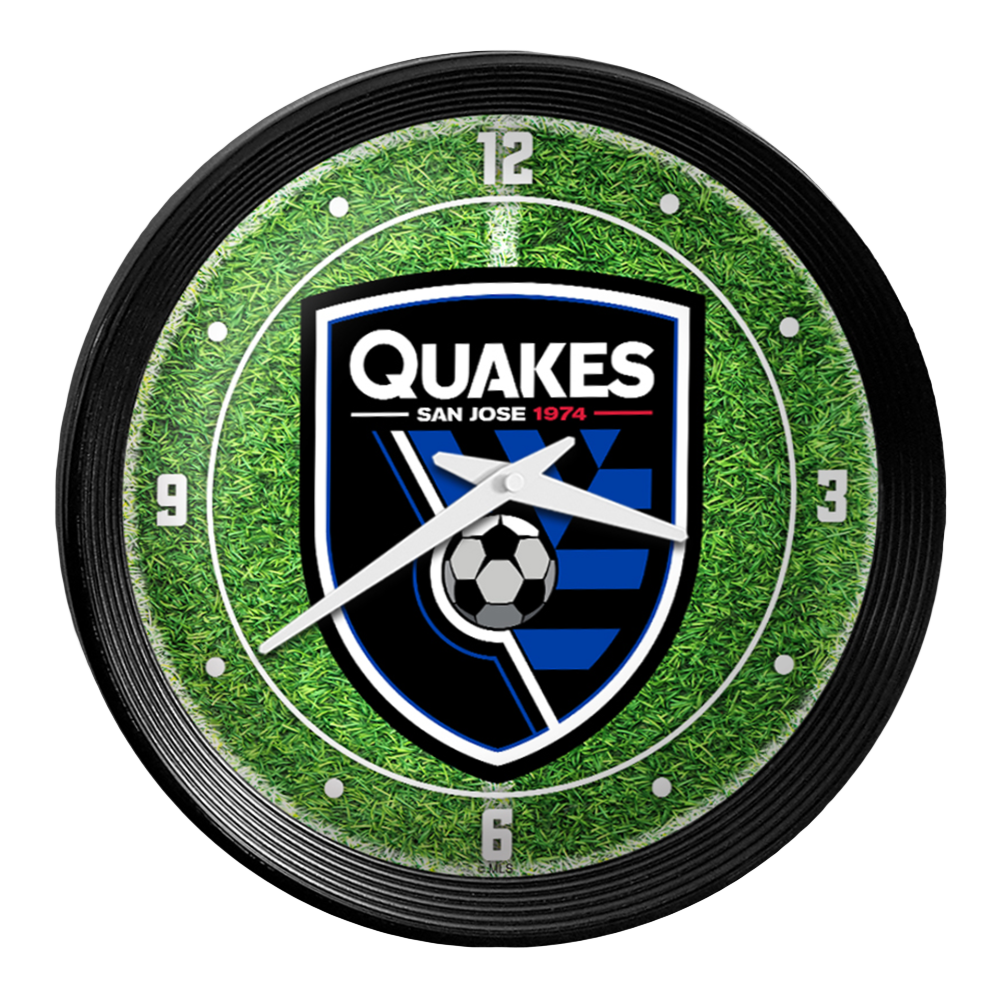 San Jose Earthquakes: Pitch - Ribbed Frame Wall Clock  