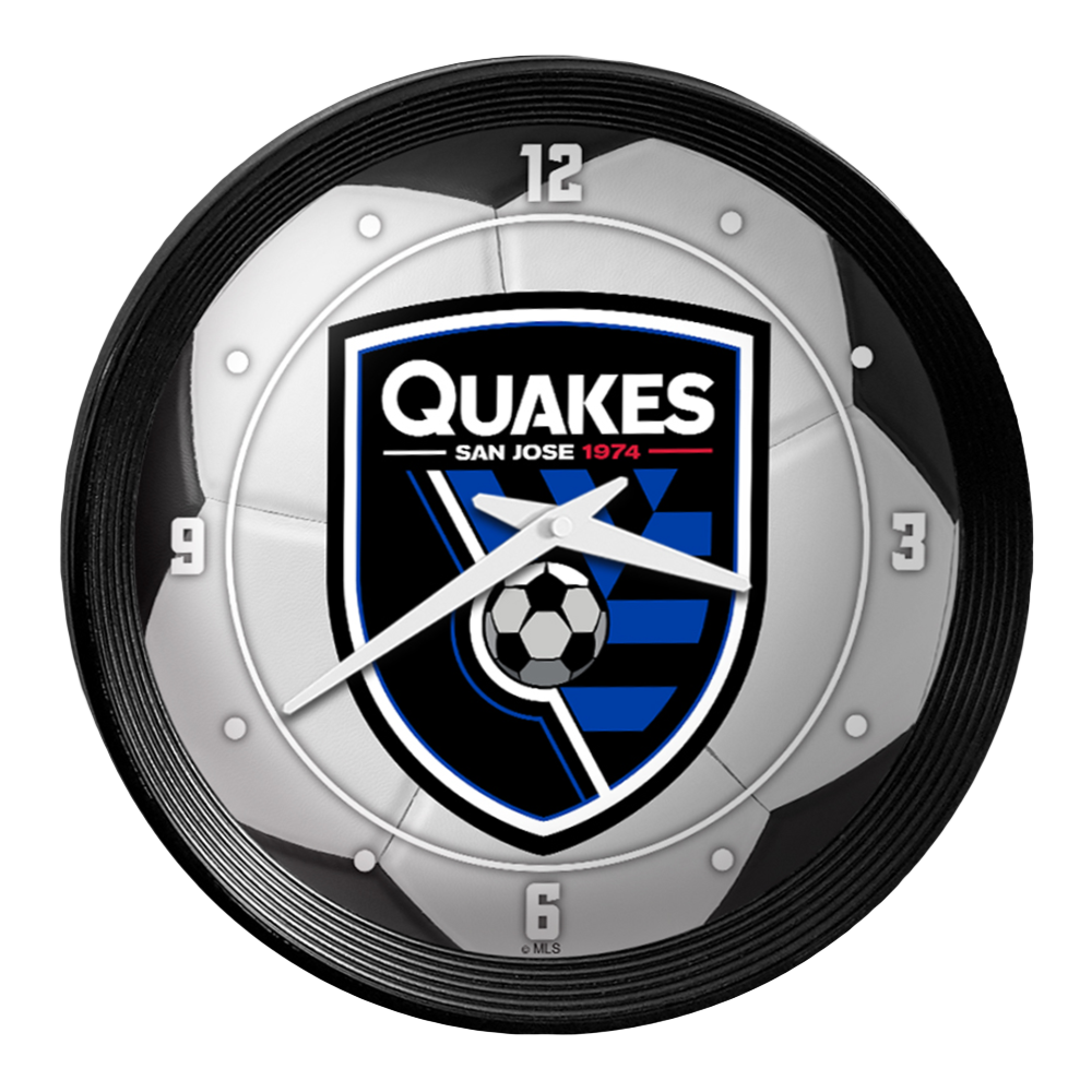 San Jose Earthquakes: Soccer Ball - Ribbed Frame Wall Clock
