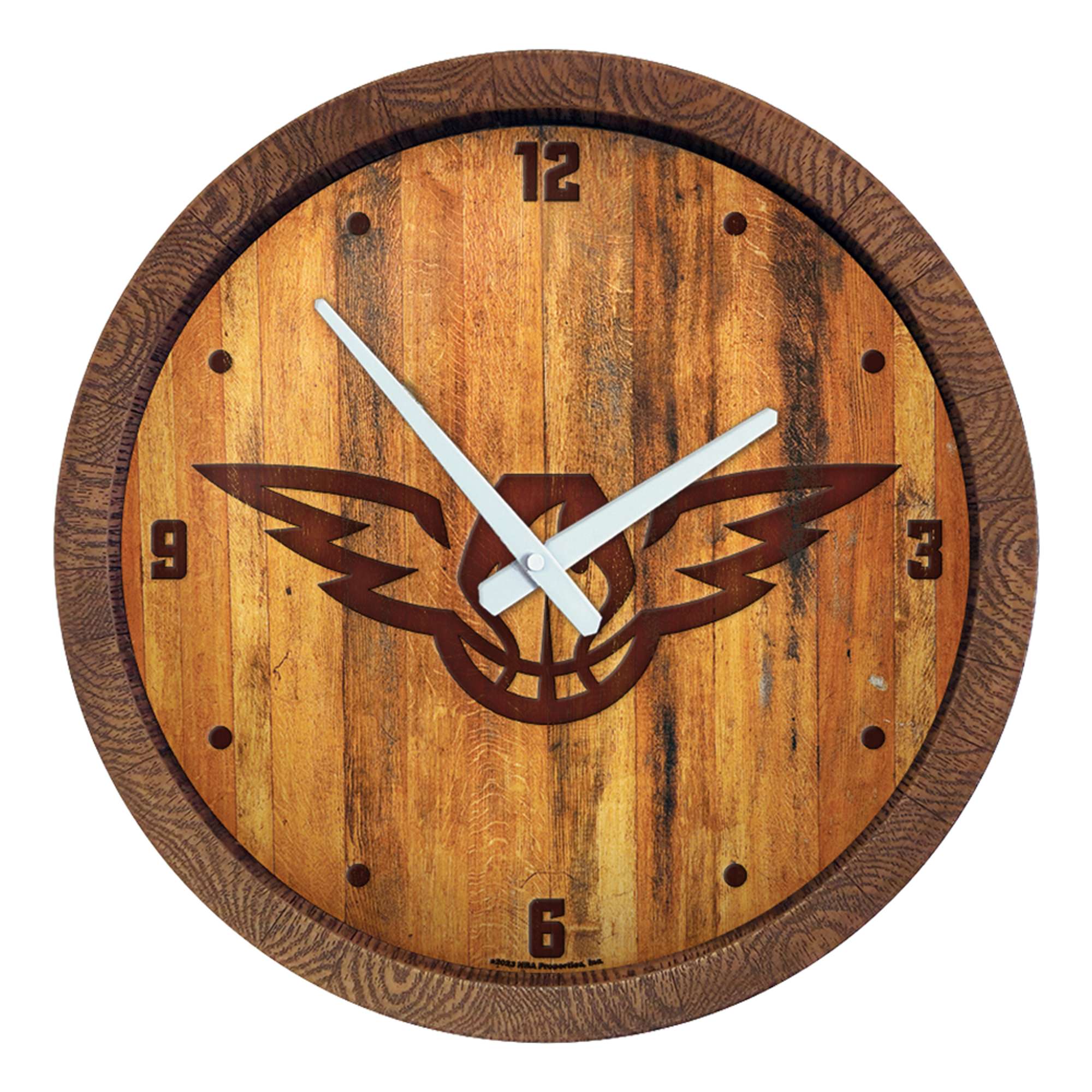 Atlanta Hawks: Logo - "Faux" Barrel Top Clock    