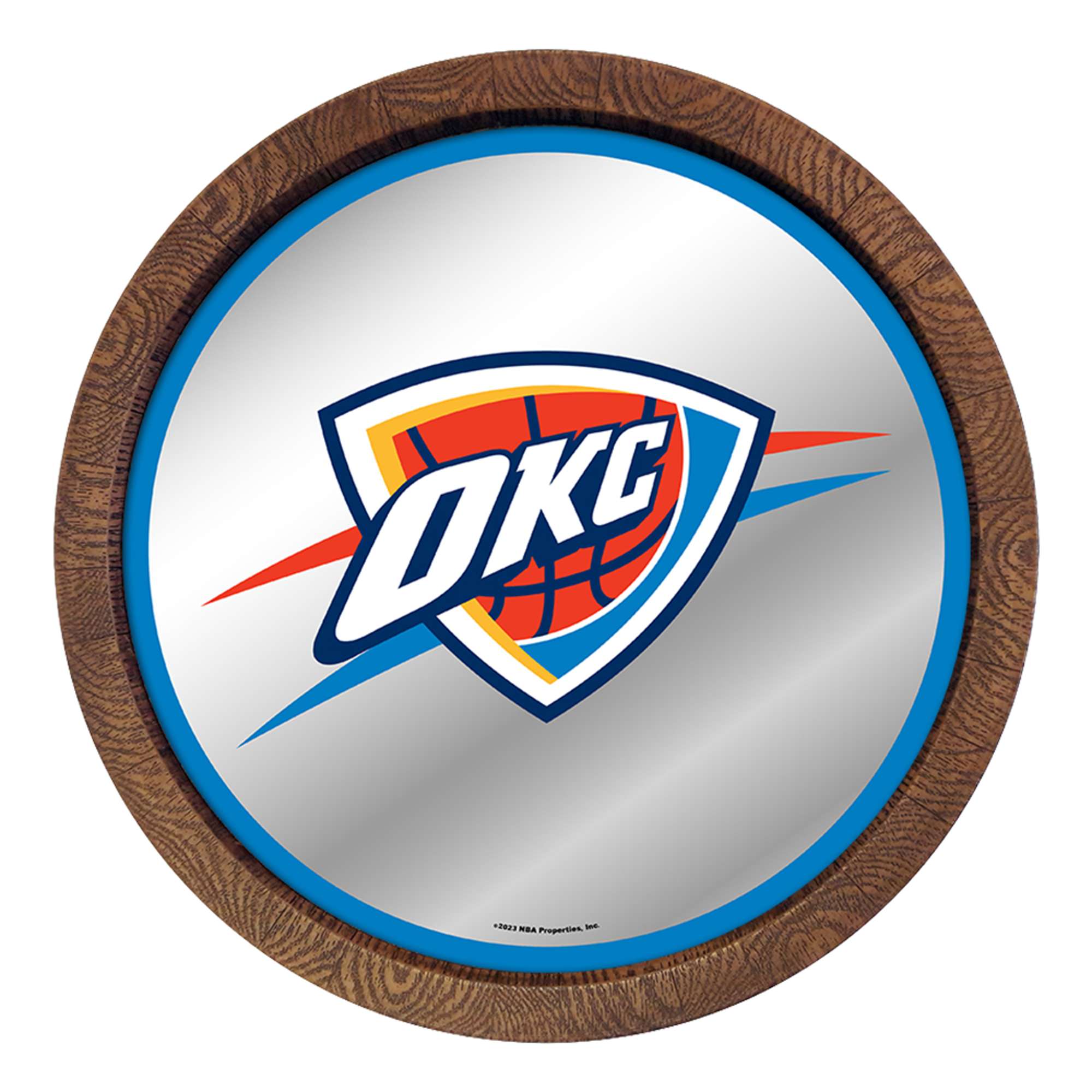 Oklahoma City Thunder: "Faux" Barrel Top Mirrored Wall Sign    