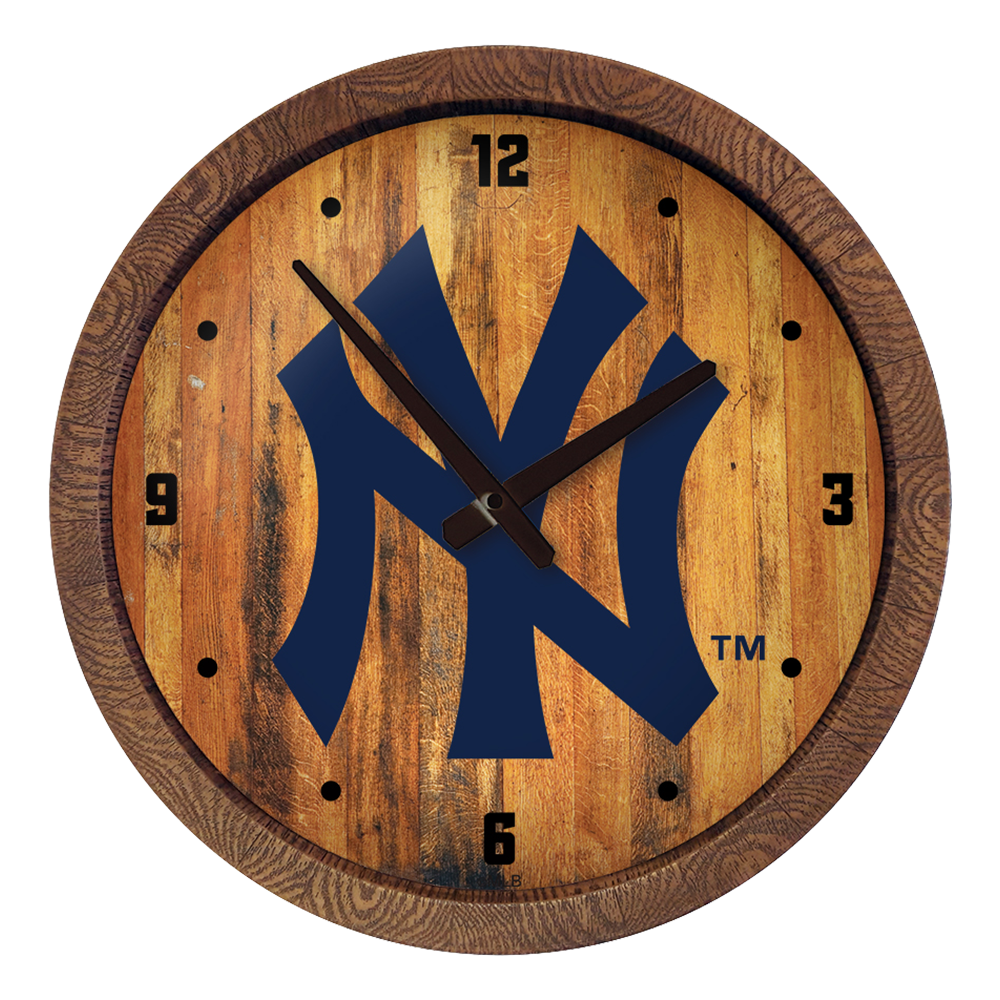 New York Yankees Logo - "Faux" Barrel Top Clock  
