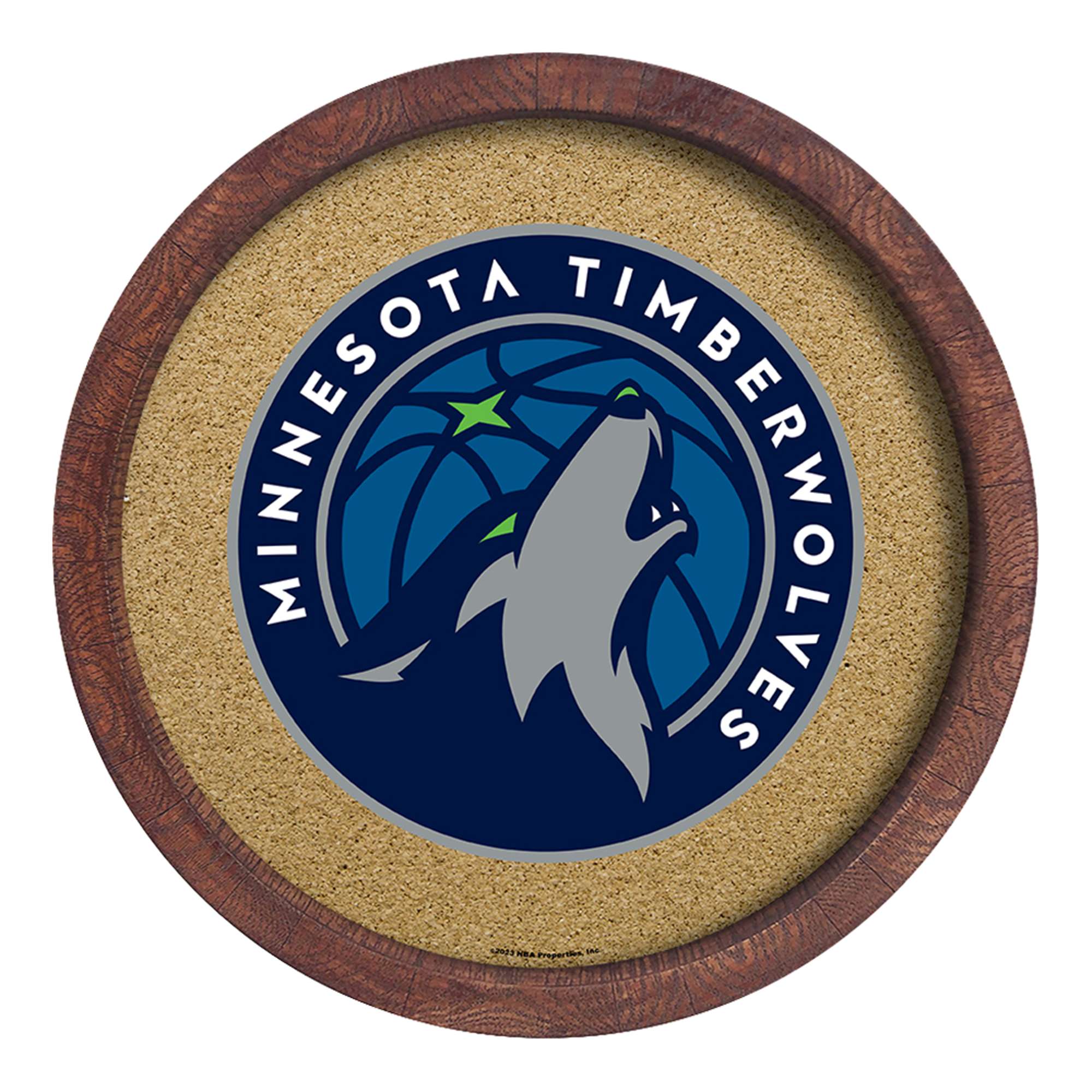 Minnesota Timberwolves: "Faux" Barrel Framed Cork Board    