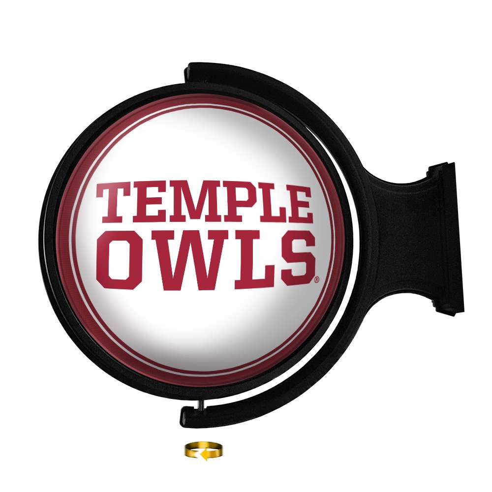 Temple Owls Original Round Rotating Lighted Wall Sign