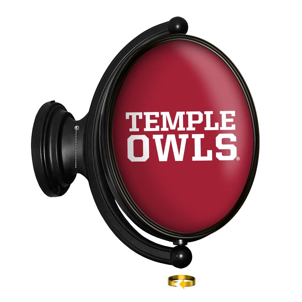 Temple Owls Original Oval Rotating Lighted Wall Sign