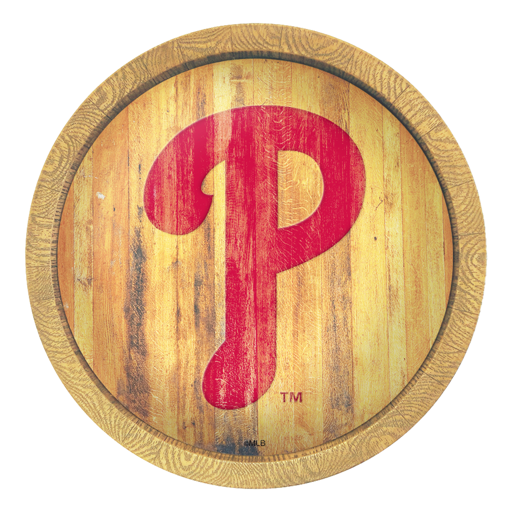 Philadelphia Phillies Logo - Weathered "Faux" Barrel Top Sign  