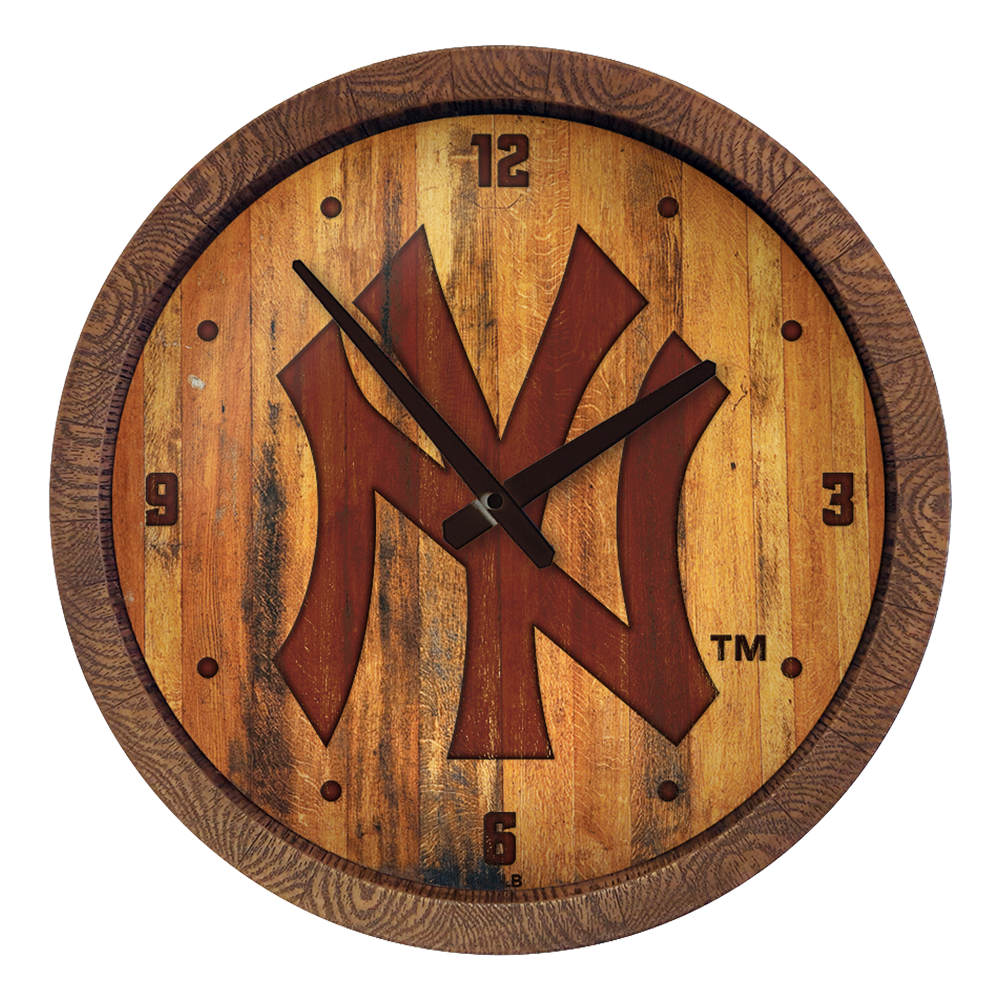 New York Yankees Logo - Branded "Faux" Barrel Top Clock  