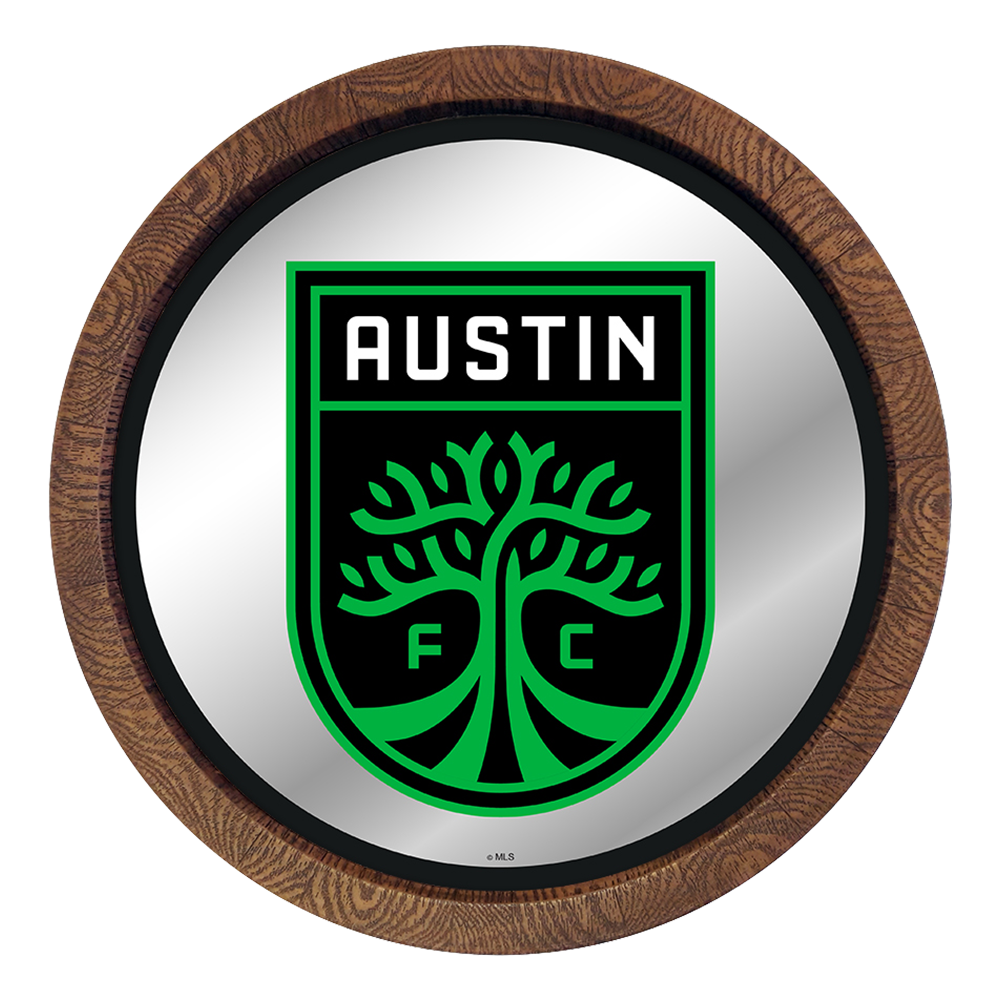 Austin F.C.: Barrel Top Framed Mirror Mirrored Wall Sign Button Pot