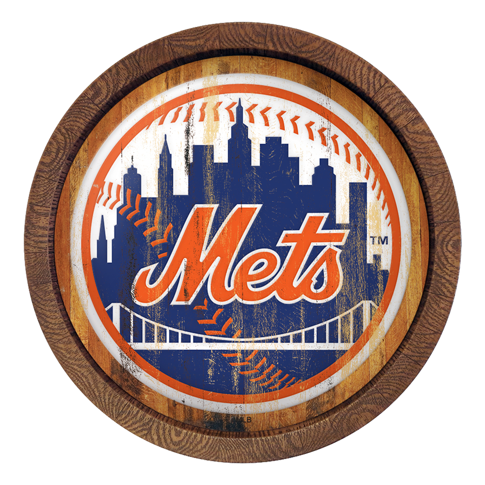 New York Mets Weathered "Faux" Barrel Top Sign  