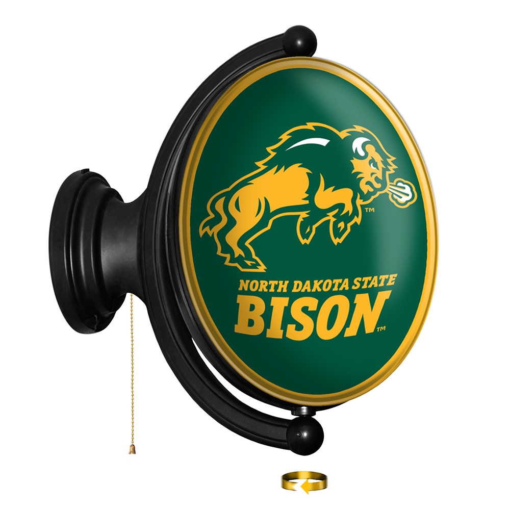 North Dakota State Bison Charging - Original Oval Rotating Lighted Wall Sign  