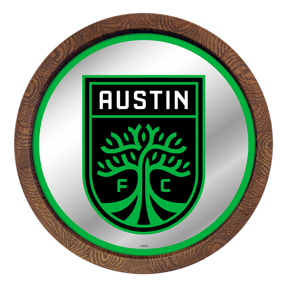 Austin F.C.: Barrel Top Framed Mirror Mirrored Wall Sign Button Pot