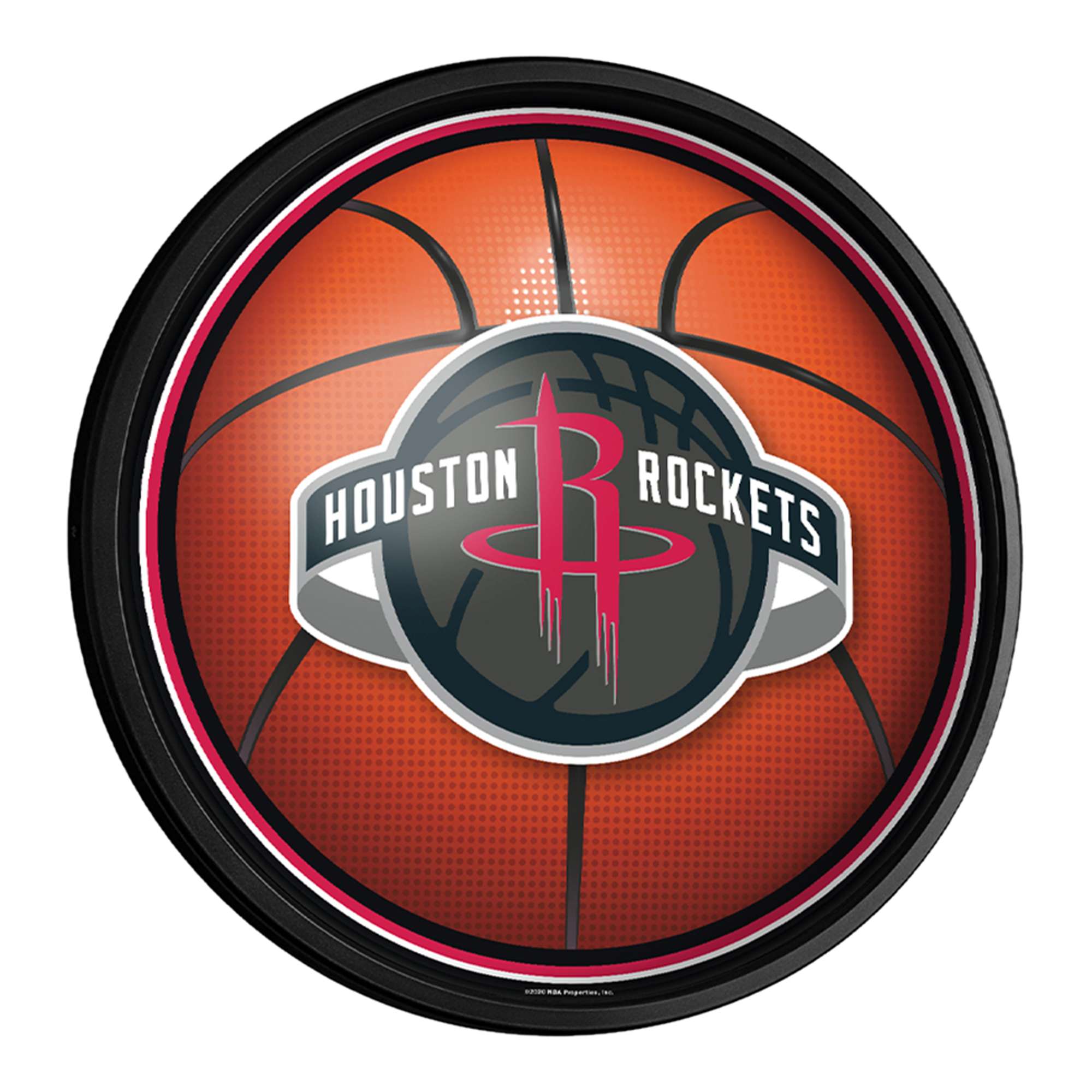 Houston Rockets: Basketball - Round Slimline Lighted Wall Sign