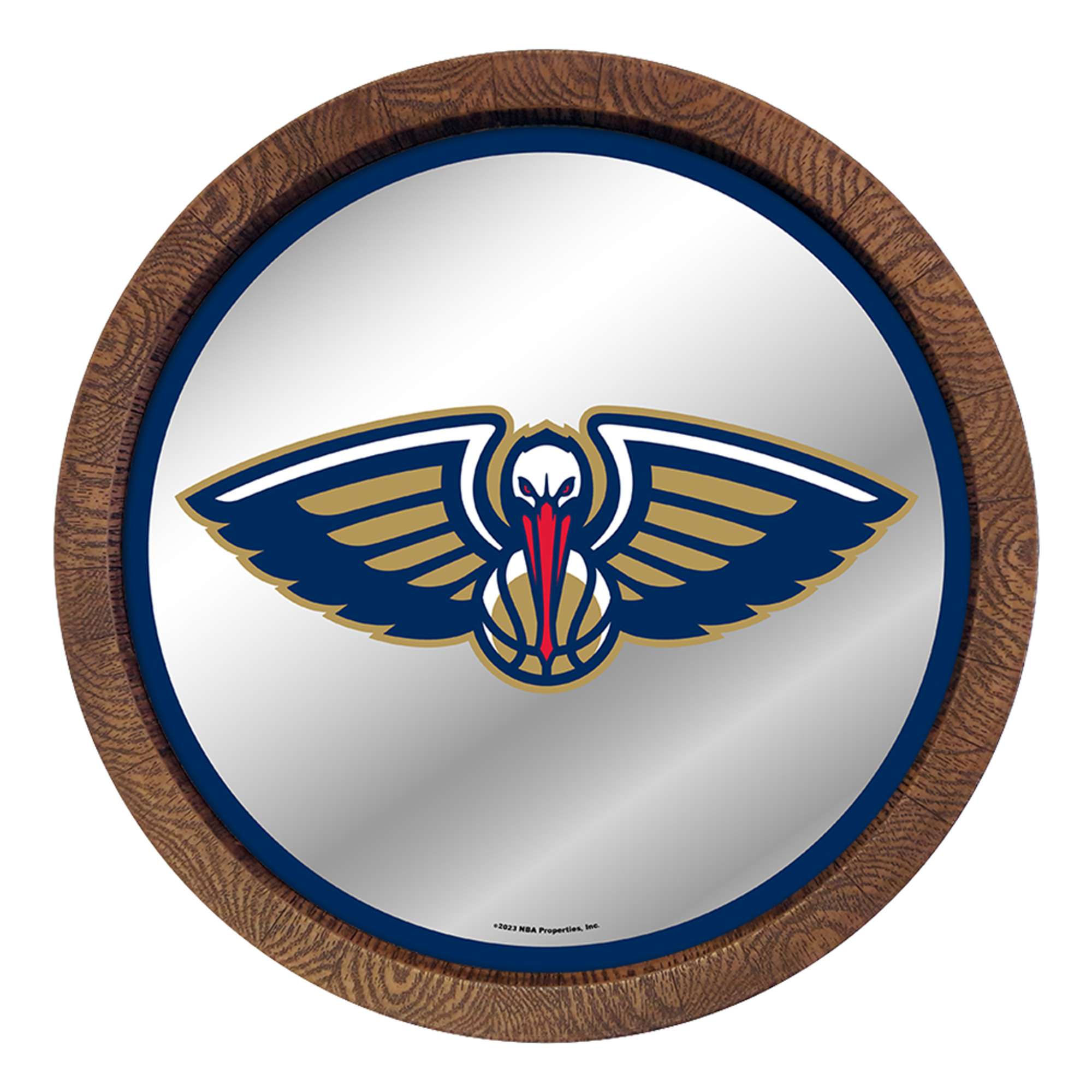 New Orleans Pelicans: "Faux" Barrel Top Mirrored Wall Sign    