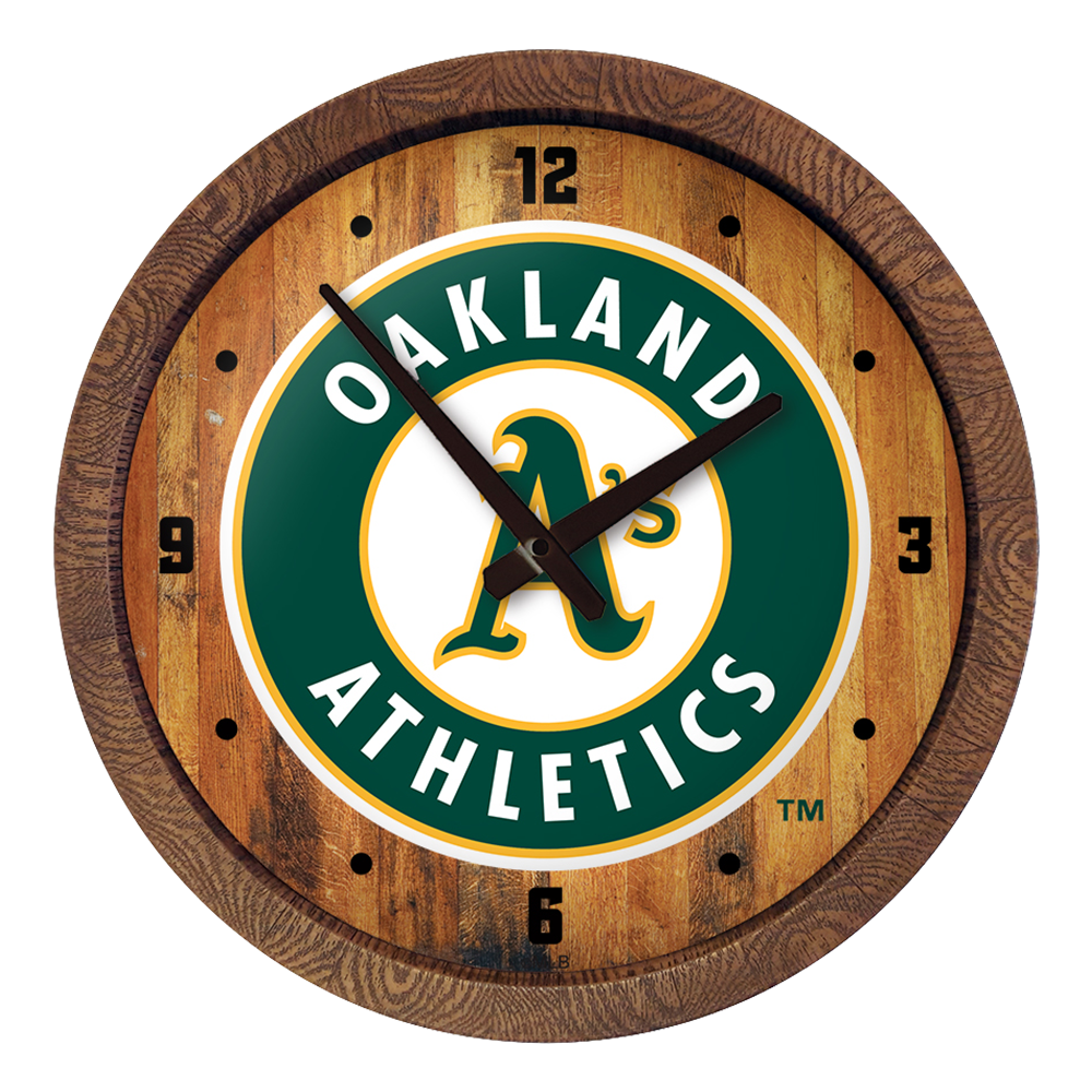 Oakland Athletics "Faux" Barrel Top Clock  