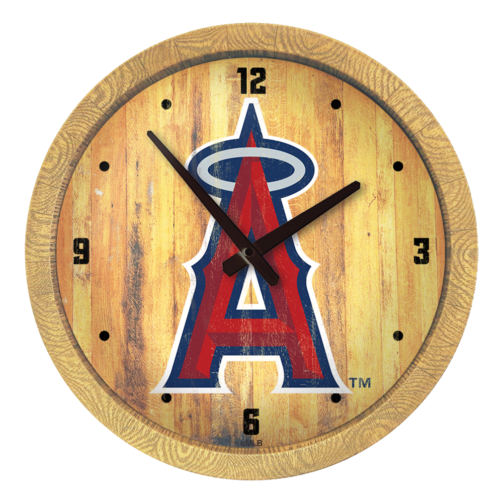 Los Angeles Angels Weathered "Faux" Barrel Top Clock  