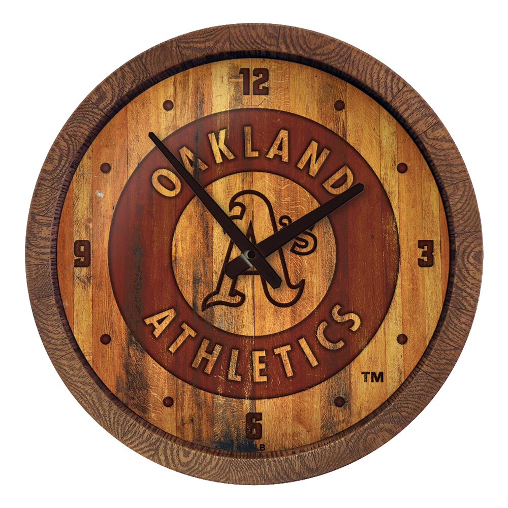 Oakland Athletics Branded "Faux" Barrel Top Clock  