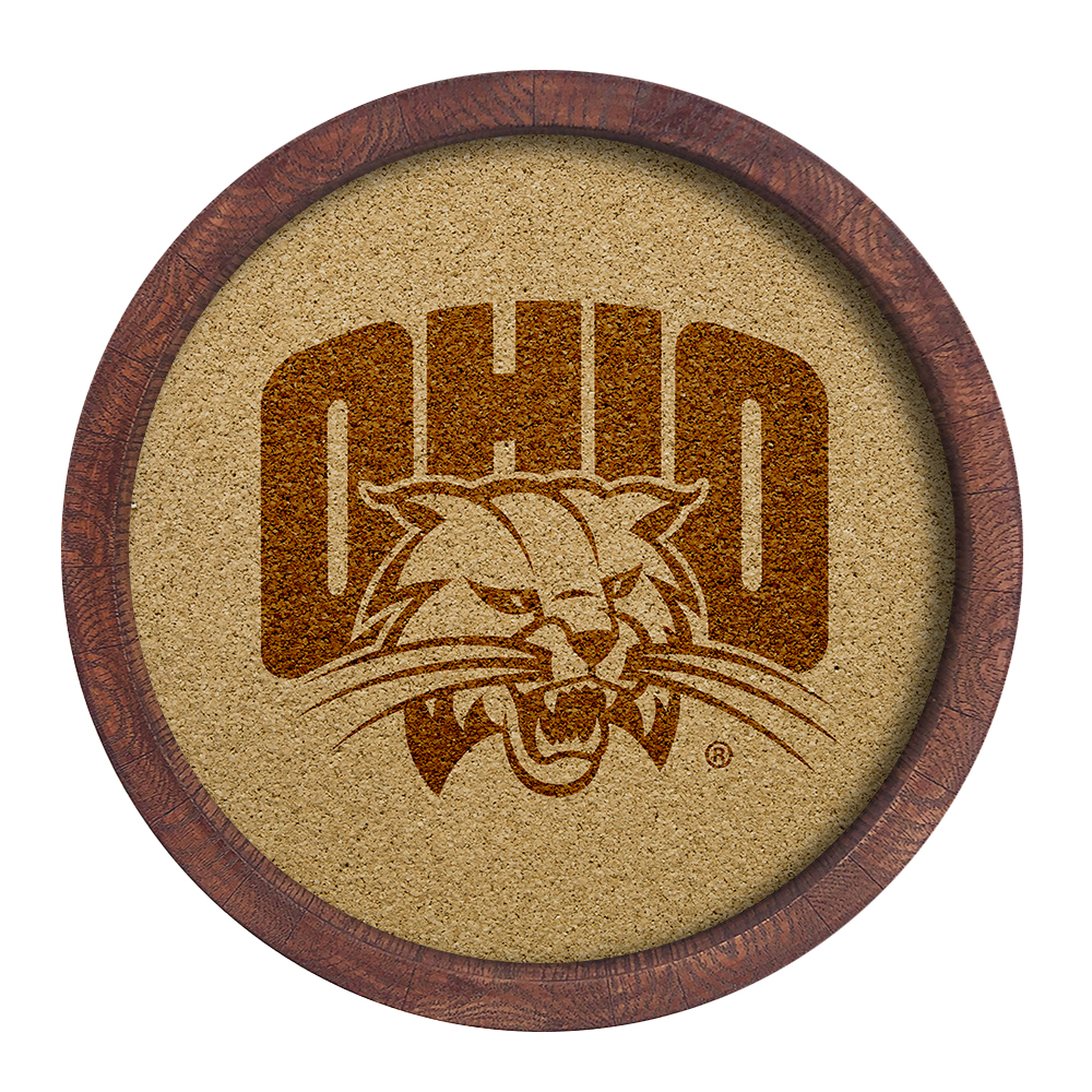 Ohio Bobcats "Faux" Barrel Framed Cork Board  
