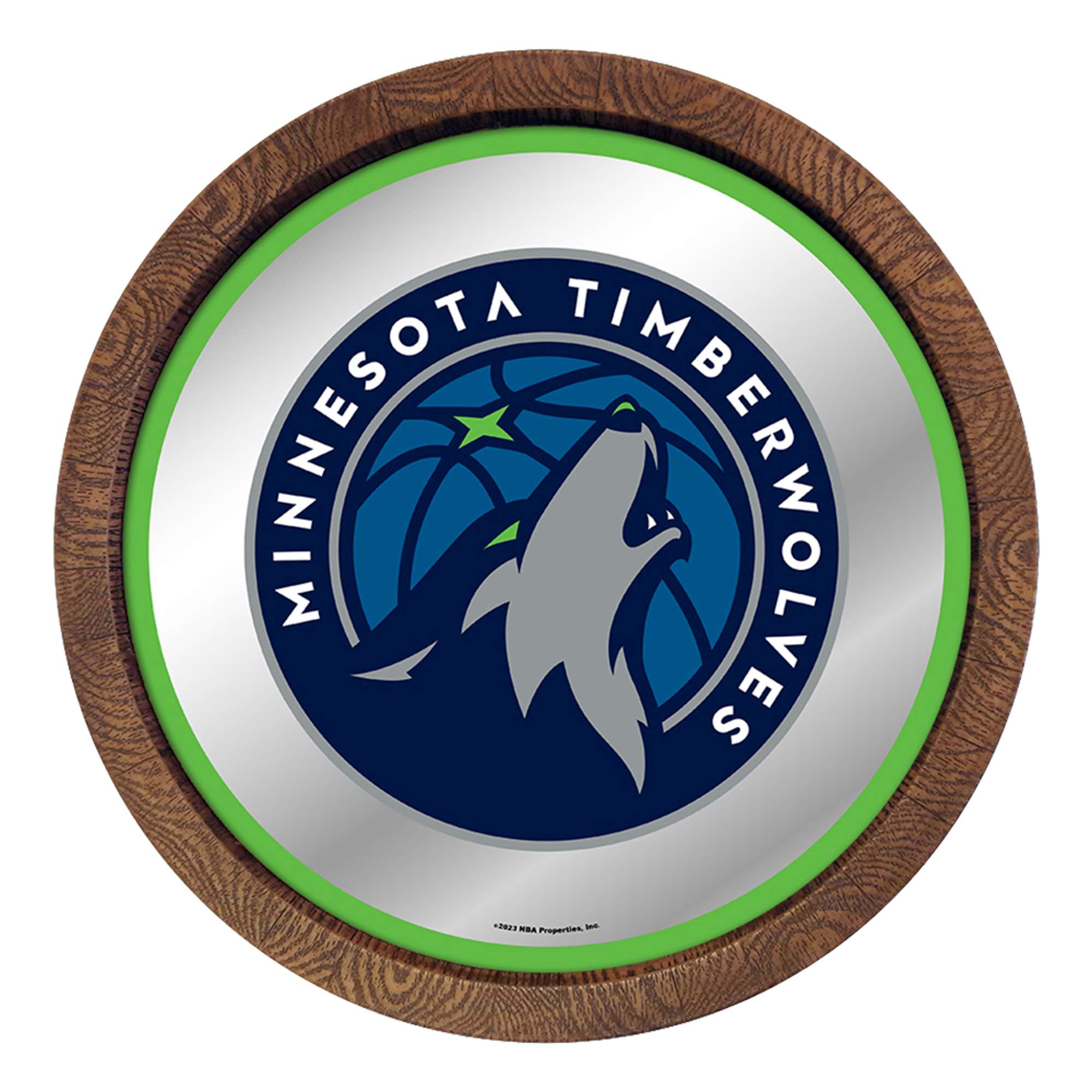 Minnesota Timberwolves: "Faux" Barrel Top Mirrored Wall Sign    