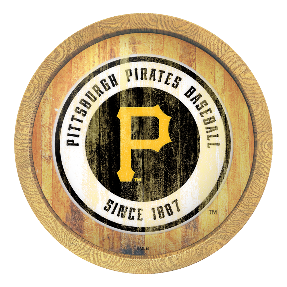 Pittsburgh Pirates Weathered "Faux" Barrel Top Sign  