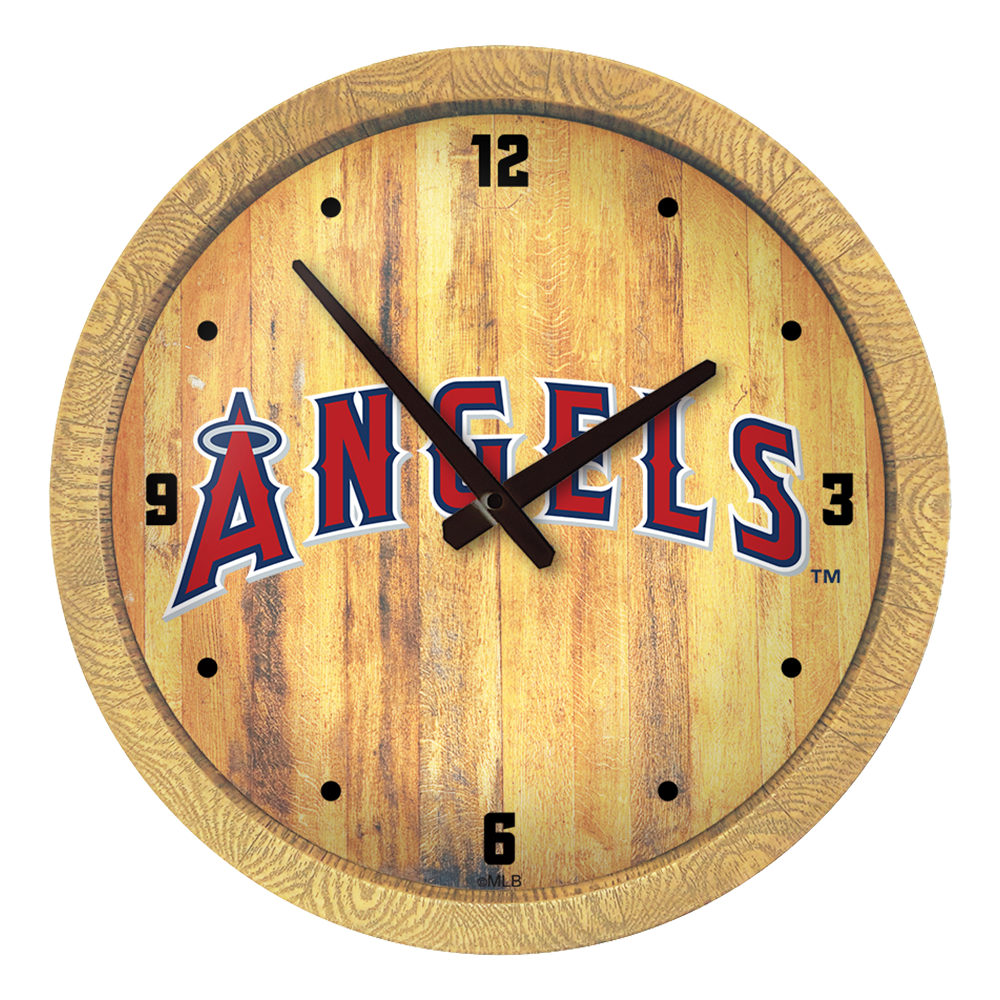 Los Angeles Angels Wordmark - "Faux" Barrel Top Clock  