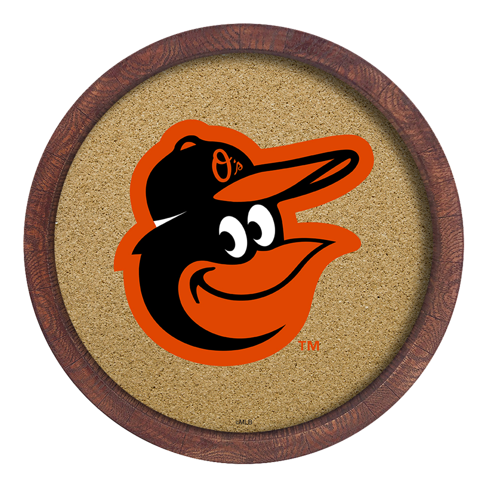 Baltimore Orioles Logo - "Faux" Barrel Framed Cork Board  