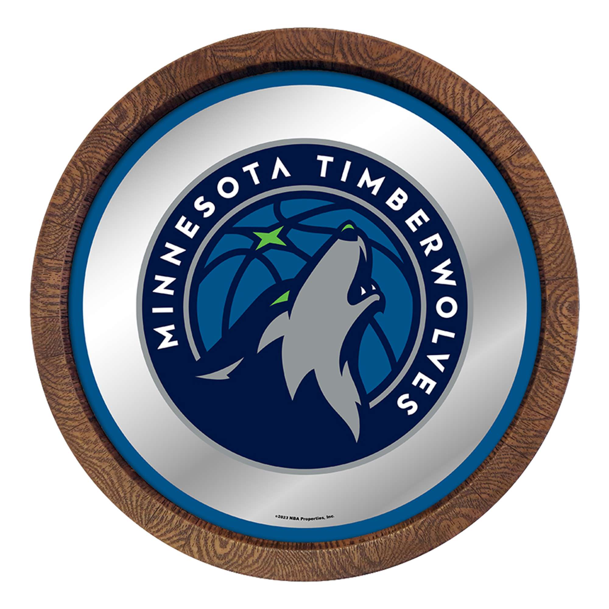 Minnesota Timberwolves: "Faux" Barrel Top Mirrored Wall Sign    