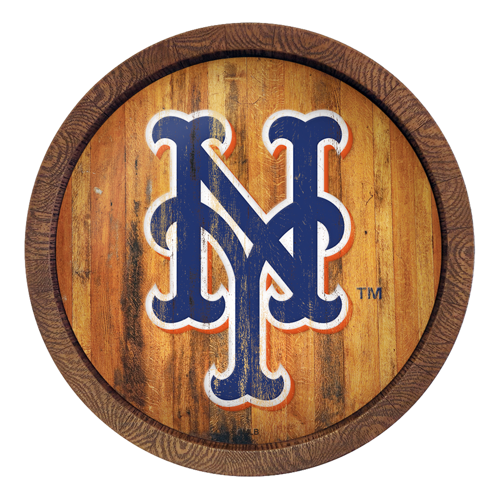 New York Mets Logo - Weathered "Faux" Barrel Top Sign  