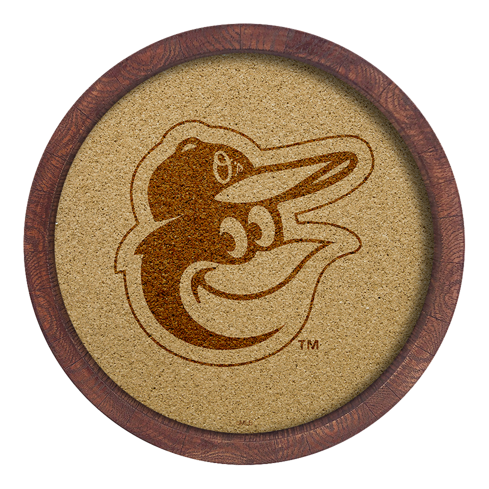 Baltimore Orioles Logo - "Faux" Barrel Framed Cork Board  