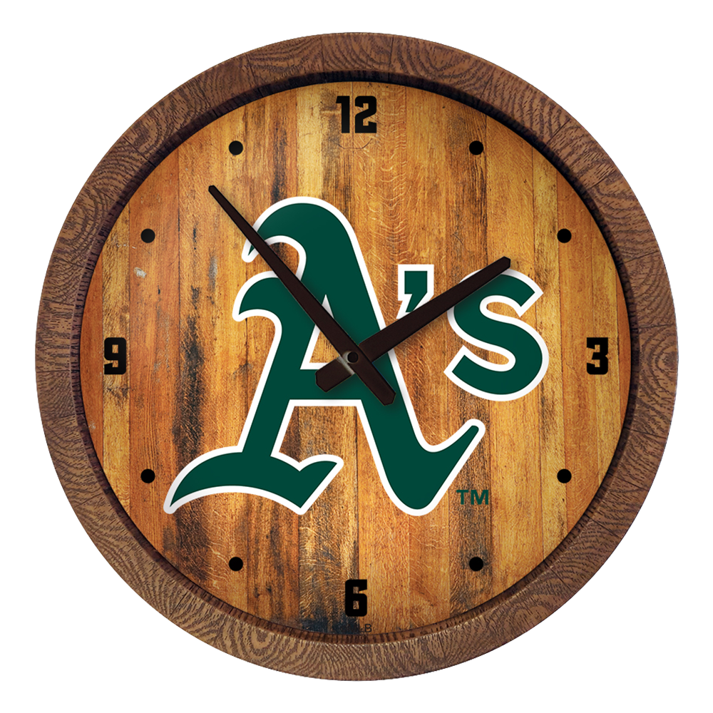 Oakland Athletics Logo - "Faux" Barrel Top Clock  