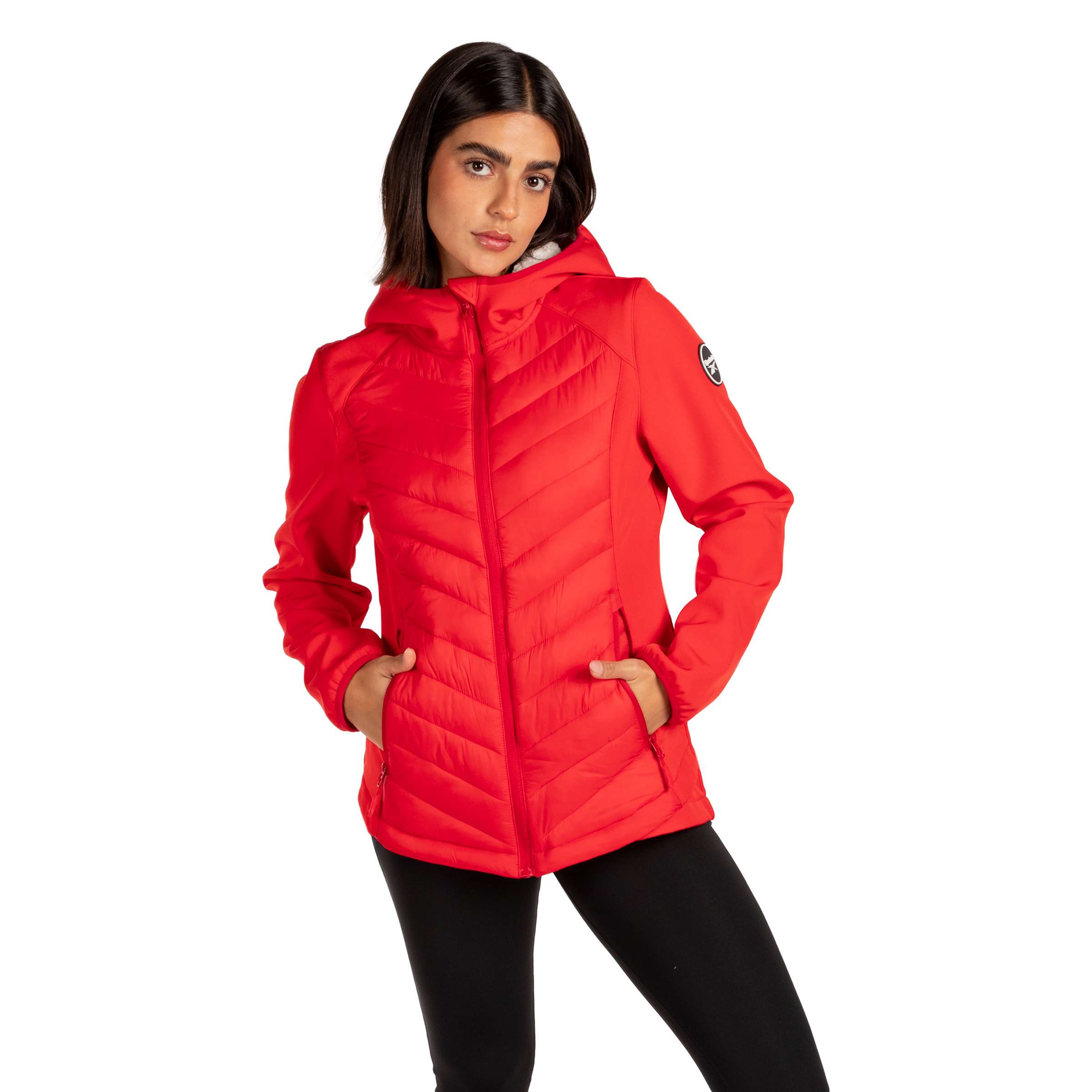 Chamarra acolchada combinada con softshell