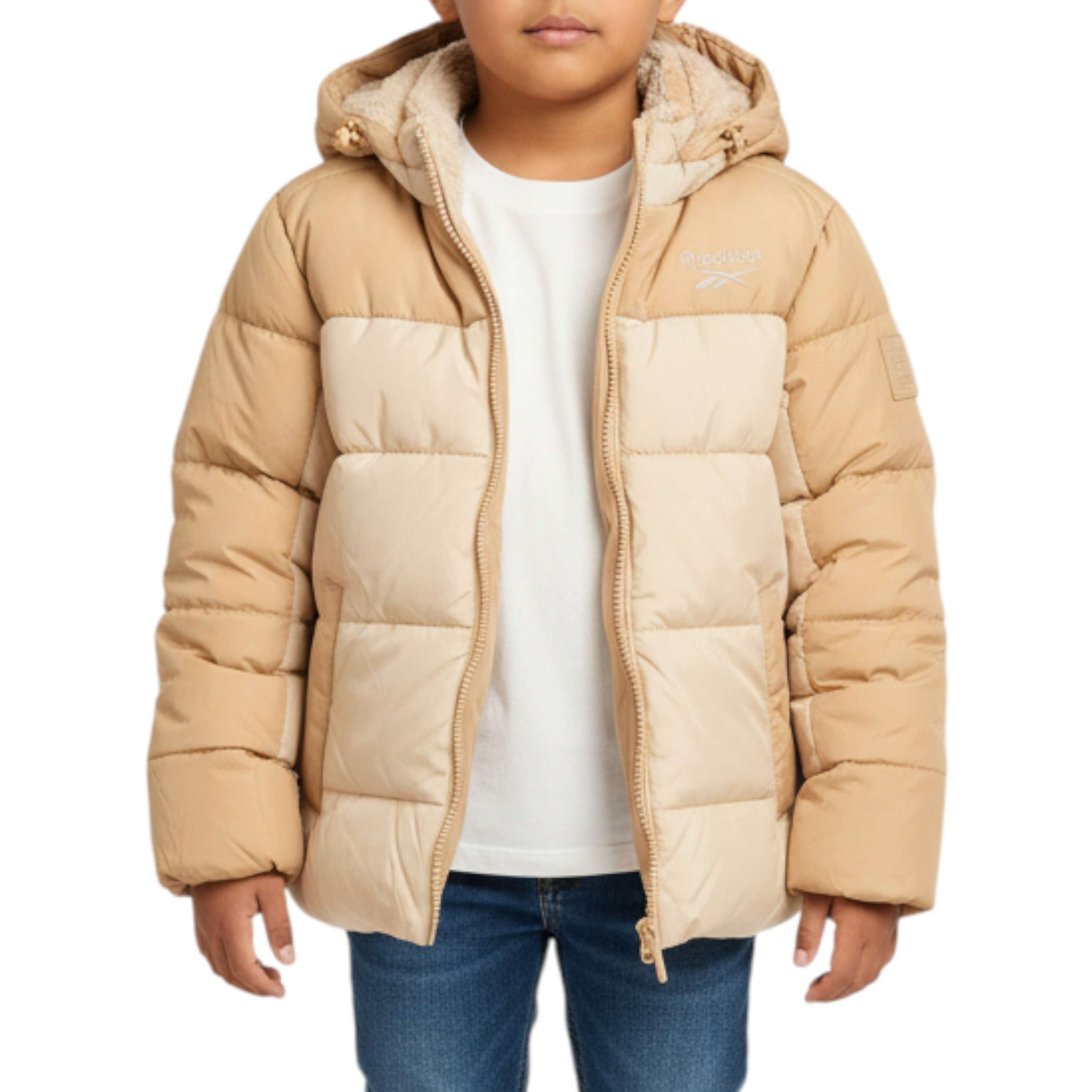 Chamarra puffer reversible con forro de piel sintética