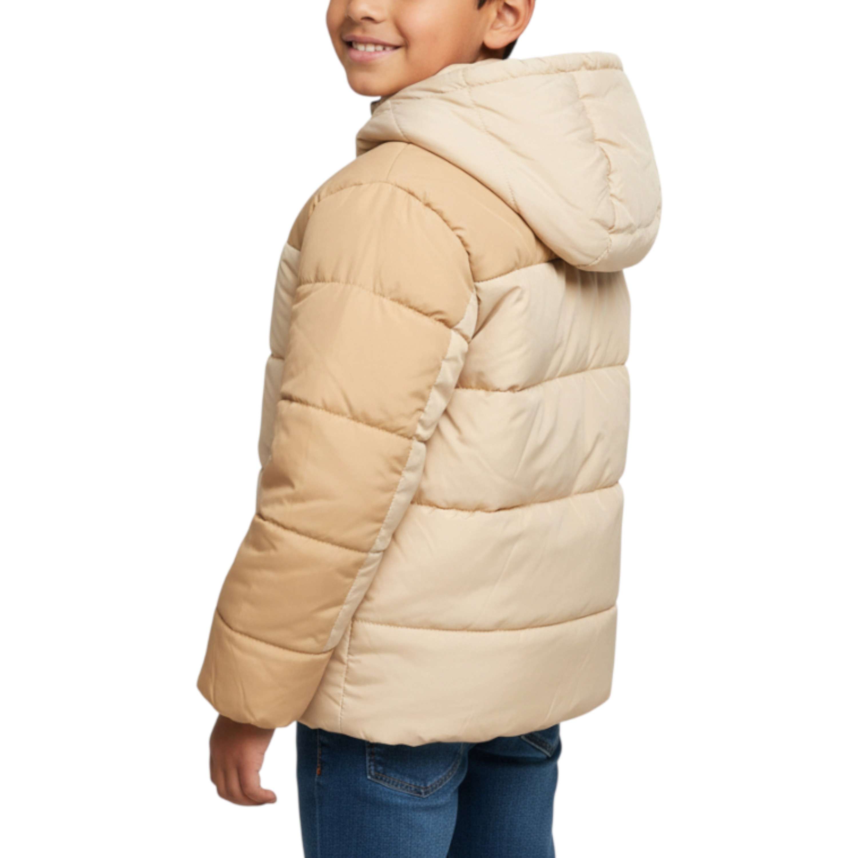 Chamarra puffer reversible con forro de piel sintética