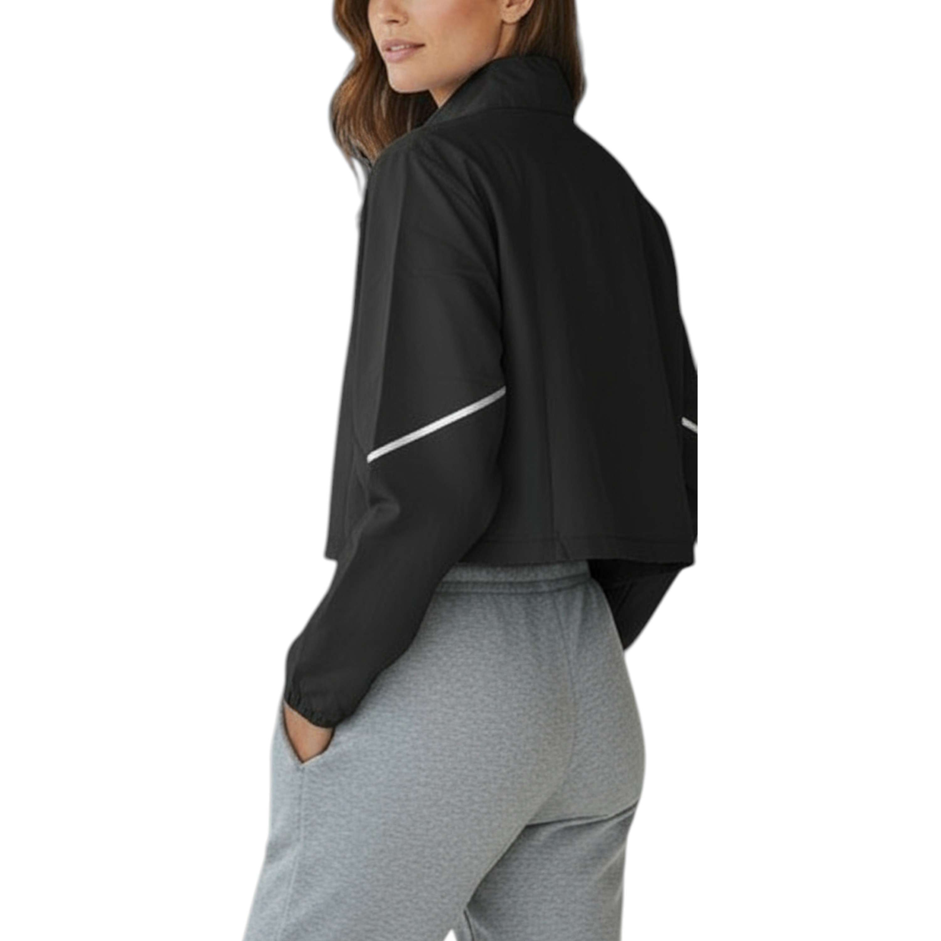 Chamarra running windbreaker en corte cropped