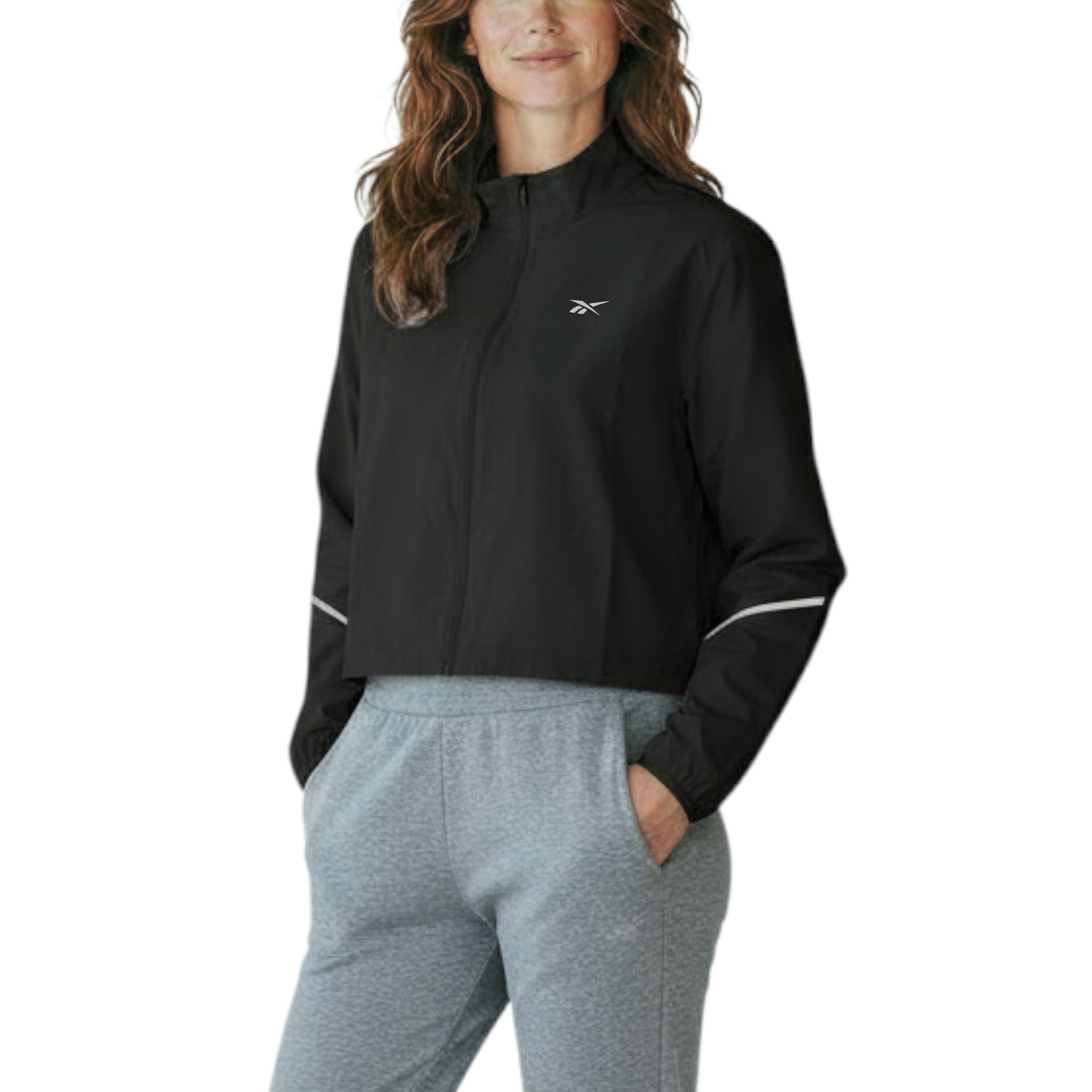Chamarra running windbreaker en corte cropped