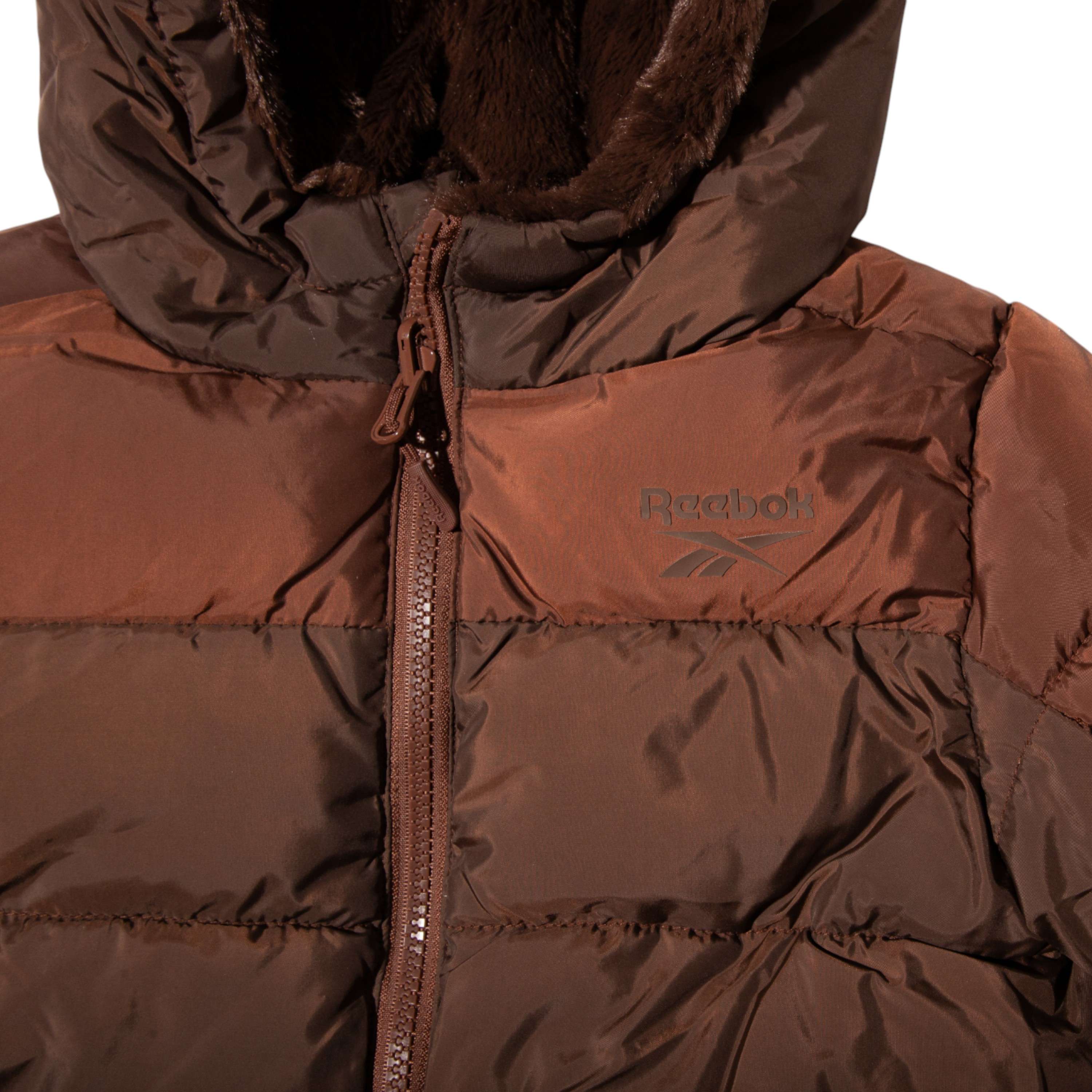 Chamarra puffer reversible con forro de piel sintética