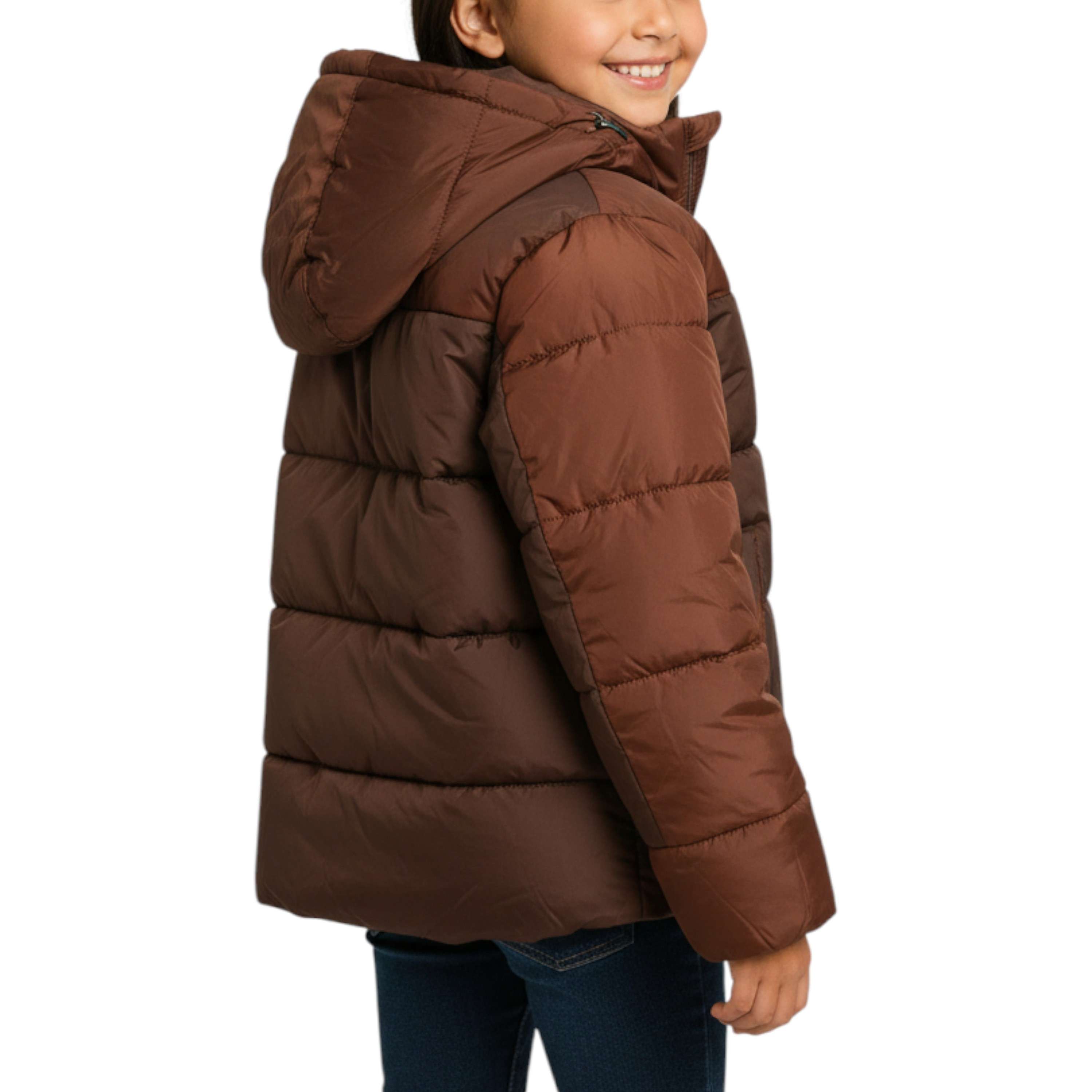 Chamarra puffer reversible con forro de piel sintética