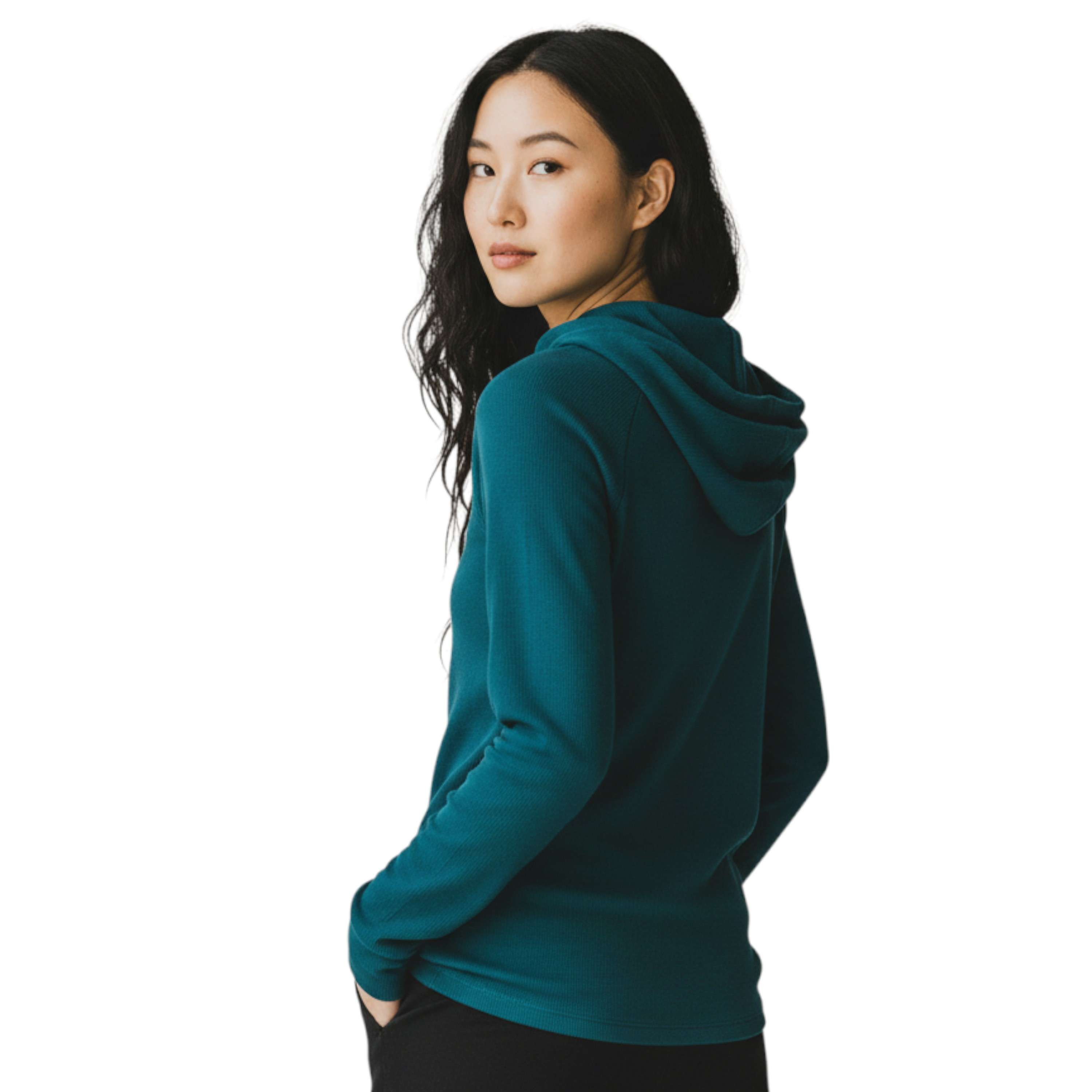 Sudadera con capucha y cremallera 1/4 manga larga