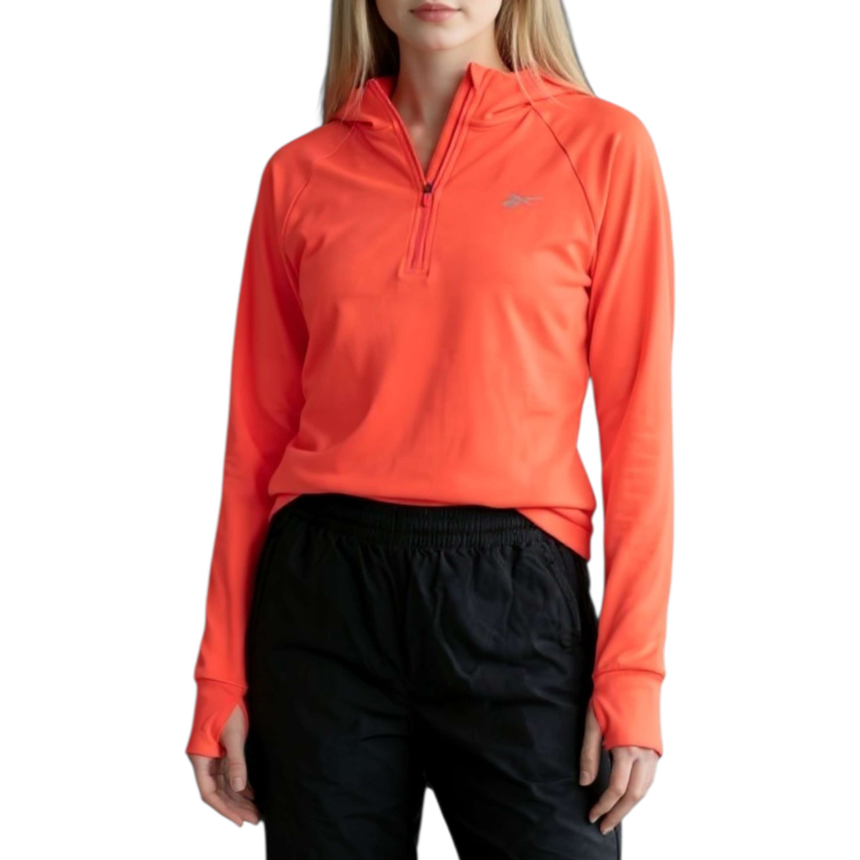 Sudadera con capucha y cremallera 1/4 manga larga