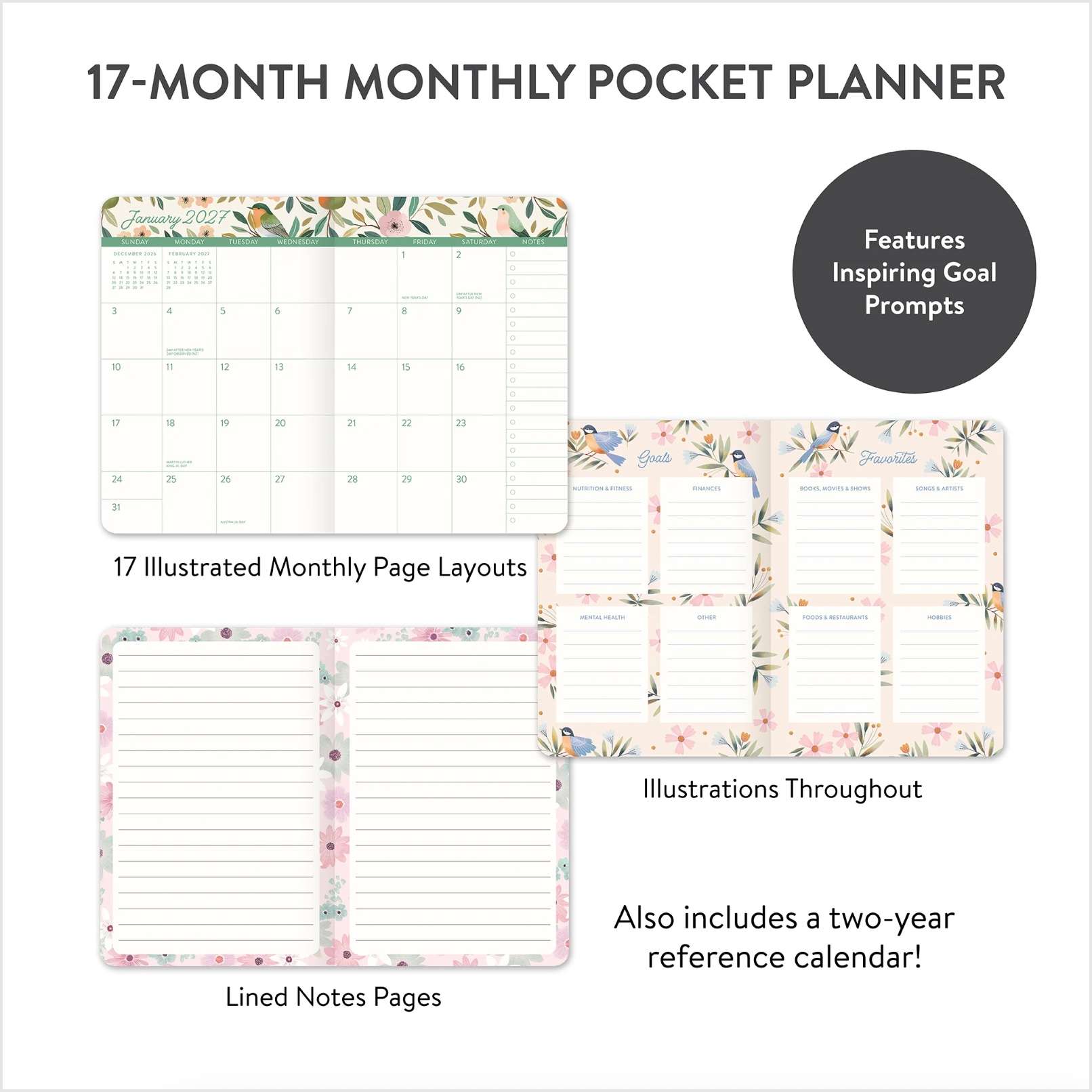 2027 Birds and Blooms 17-Month Pocket Planner, , large image number 2