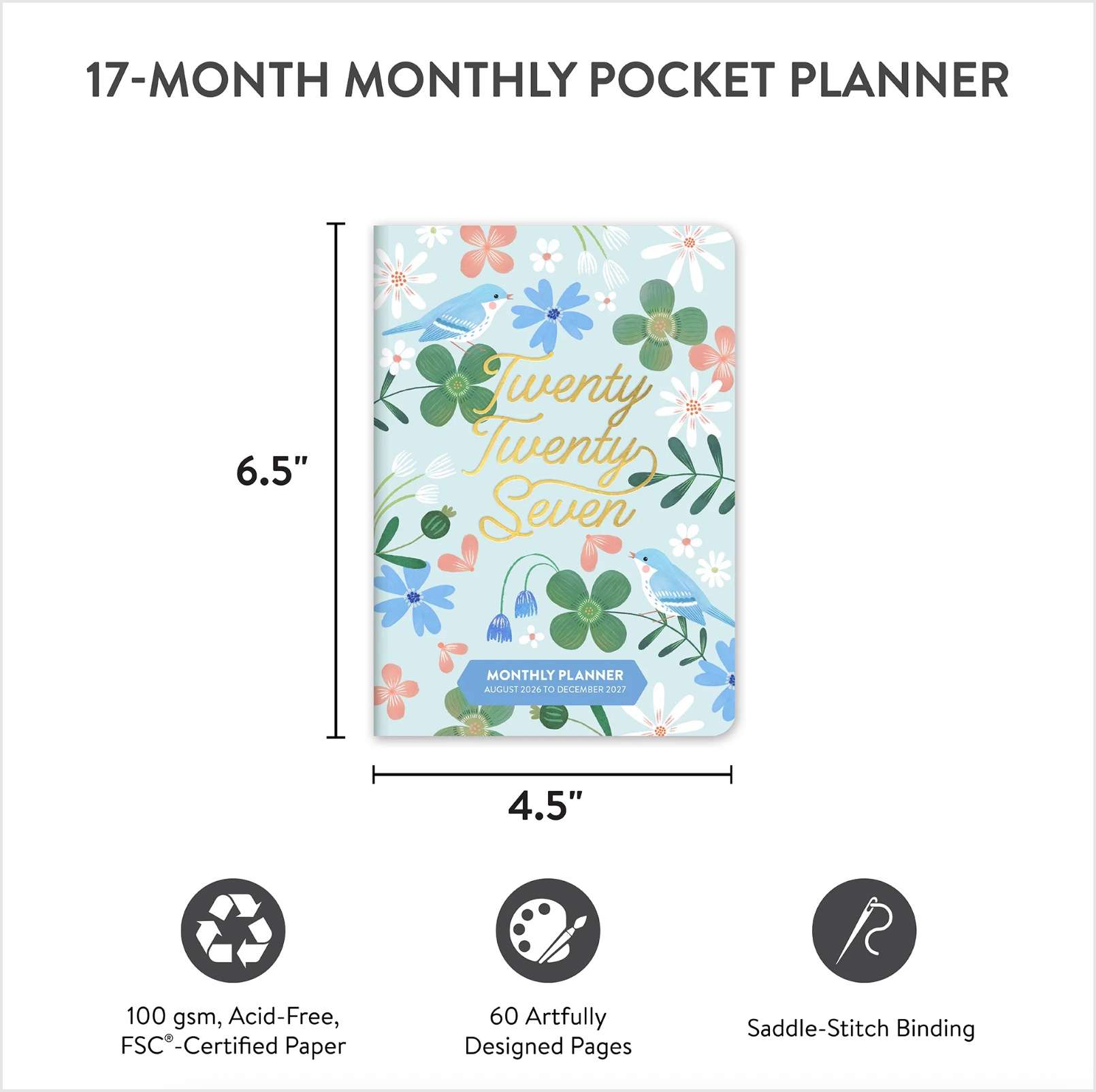 2027 Birds and Blooms 17-Month Pocket Planner, , large