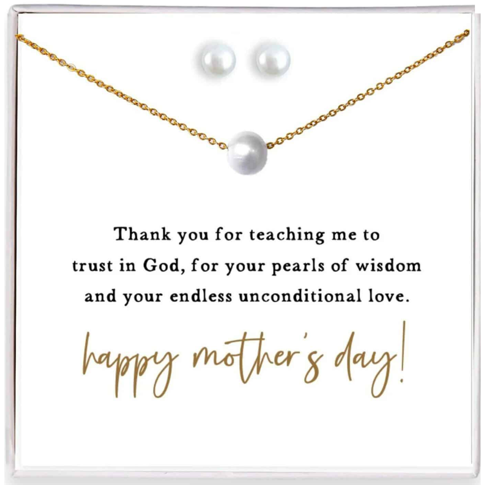 Pearl Necklace and Earring Gift Set, , large