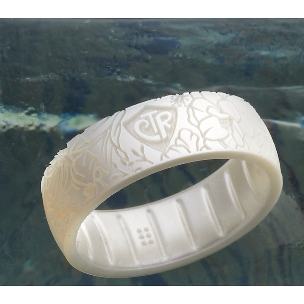 Silicone Garden Floral White Pearl CTR Ring, , large