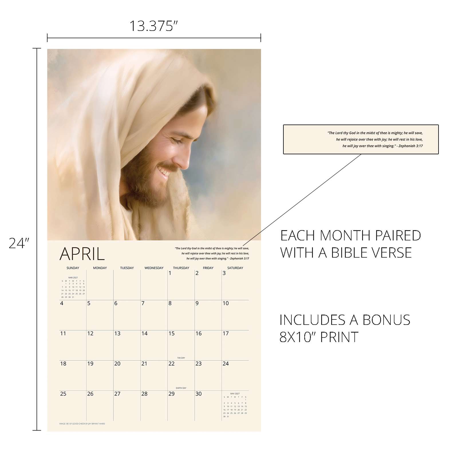 2027 Heavenly Peace Wall Calendar, , large image number 3
