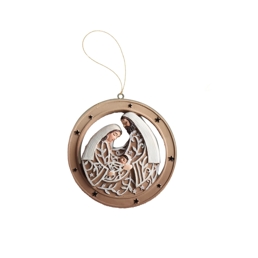 Holy Family Scroll with Stars Ornament,  Holy Family Scroll with Stars Ornament