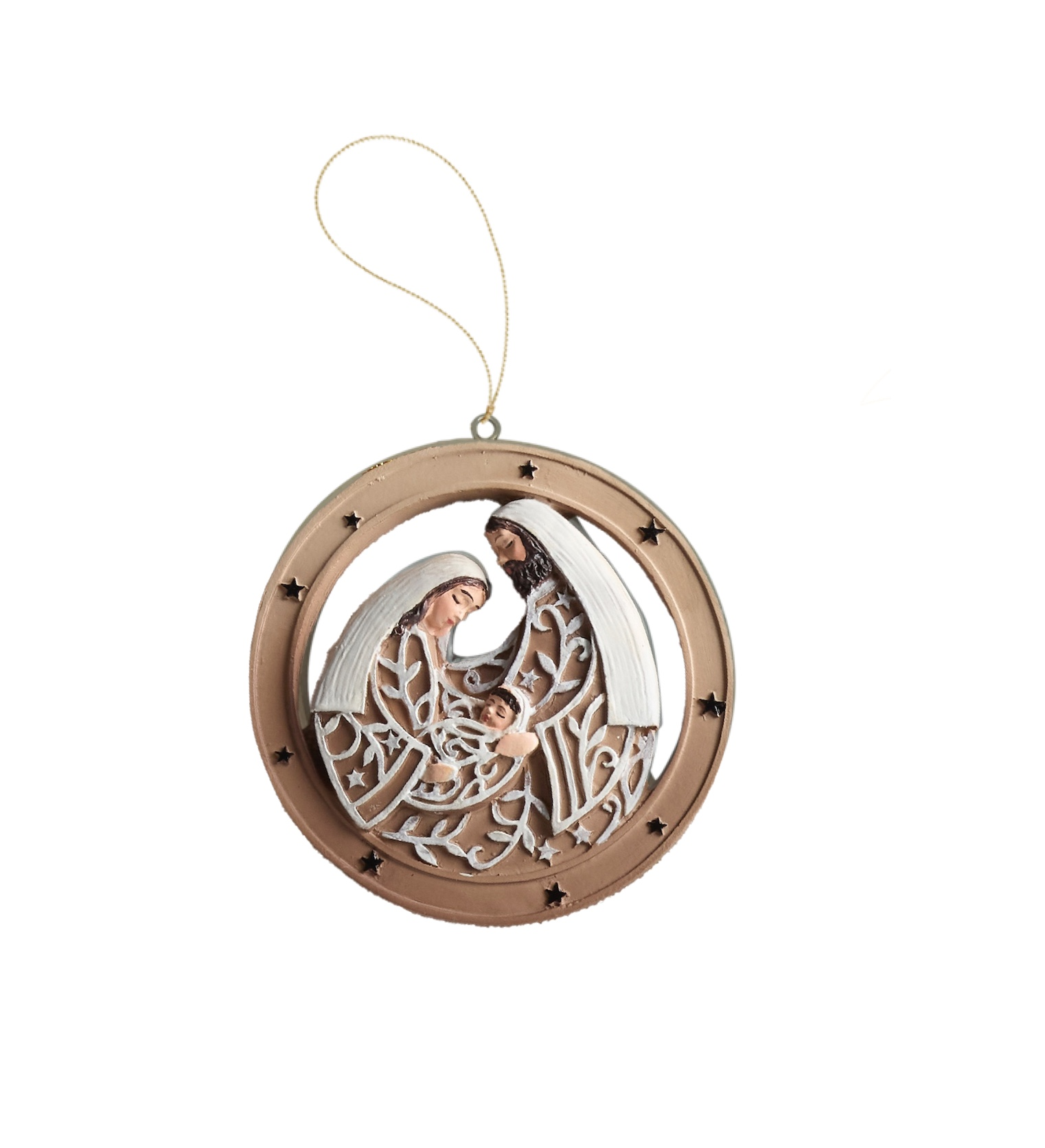 Holy Family Scroll with Stars Ornament