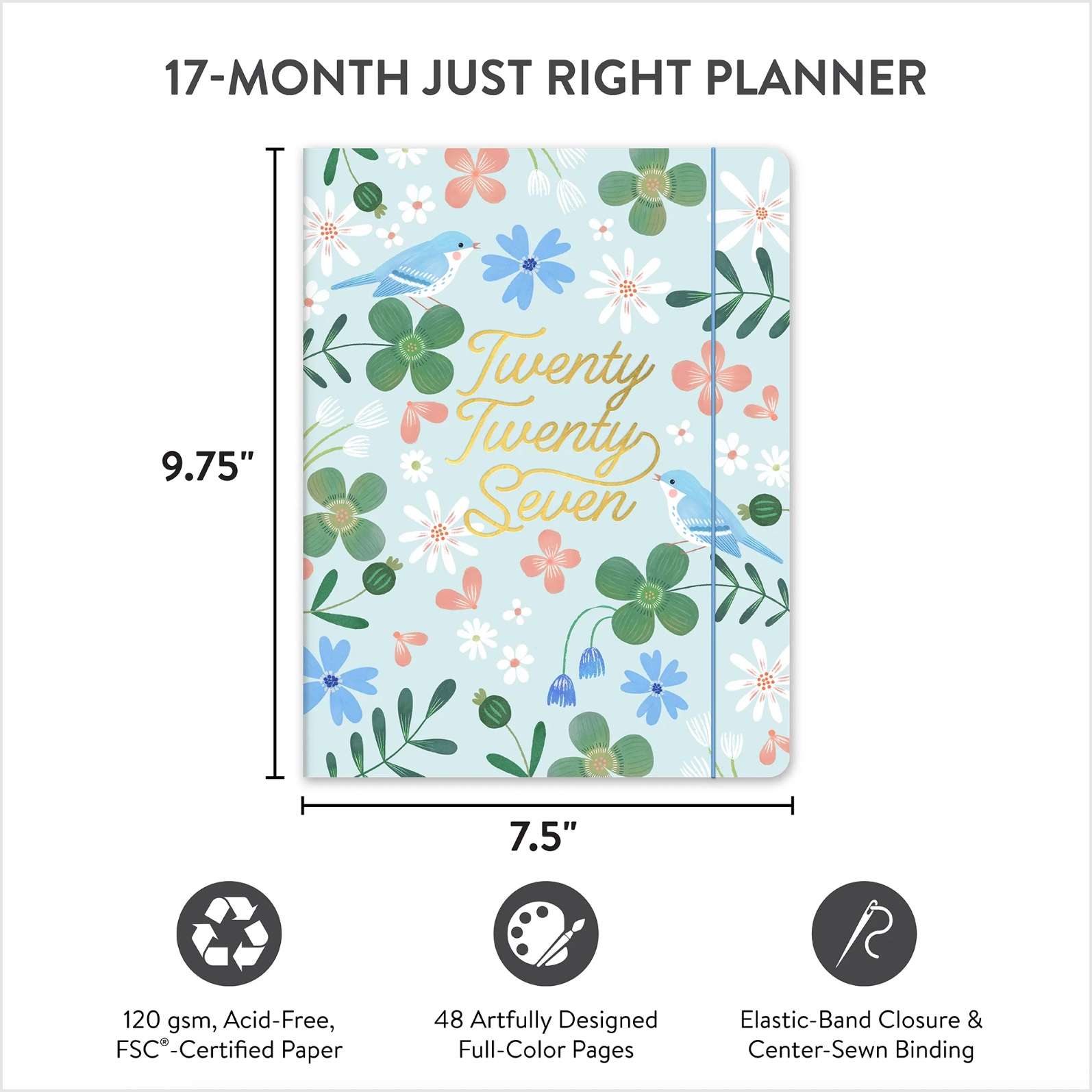 2027 Birds and Blooms Just Right 17-Month Planner, , large