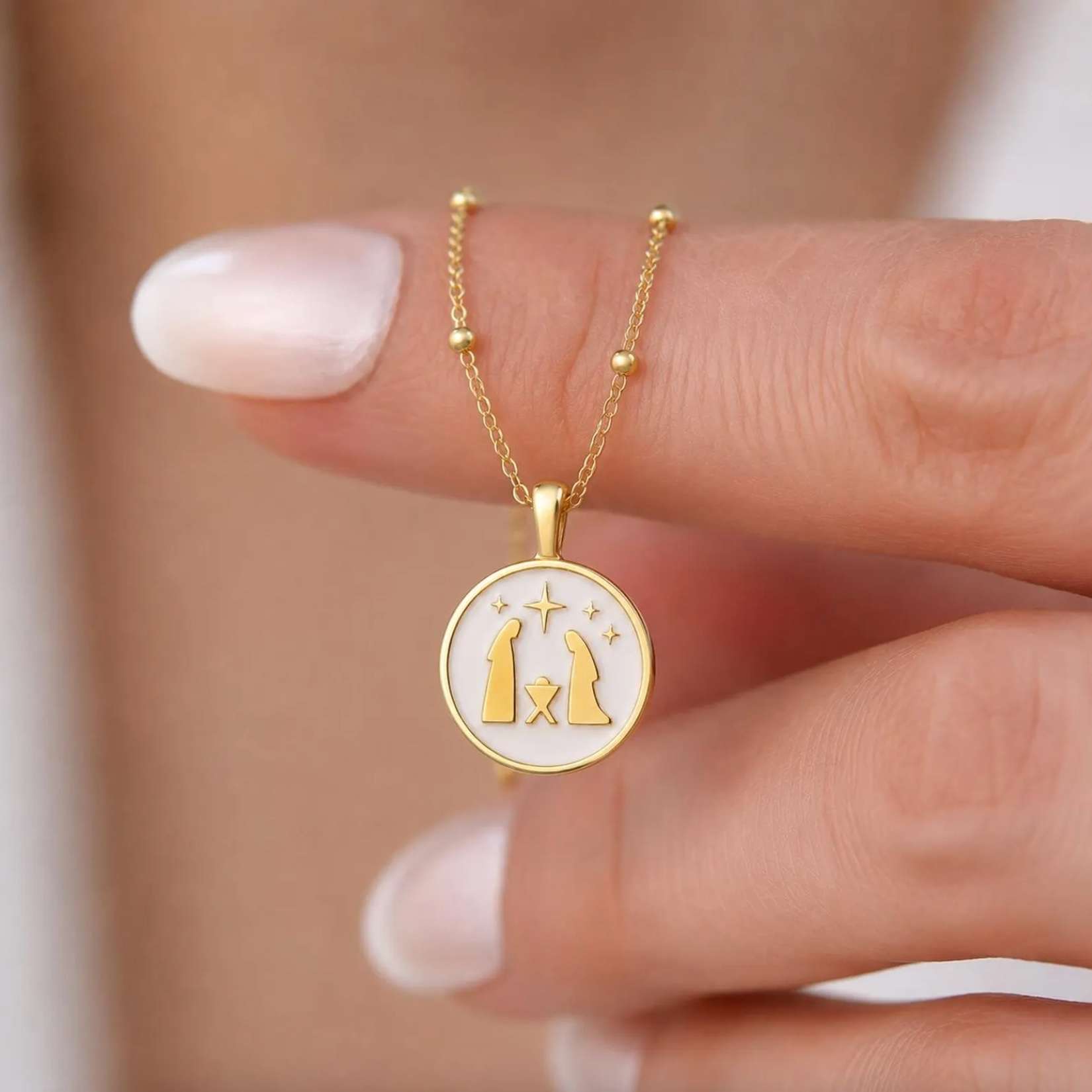 Remember Christmas Nativity Enamel Necklace, , large image number 2