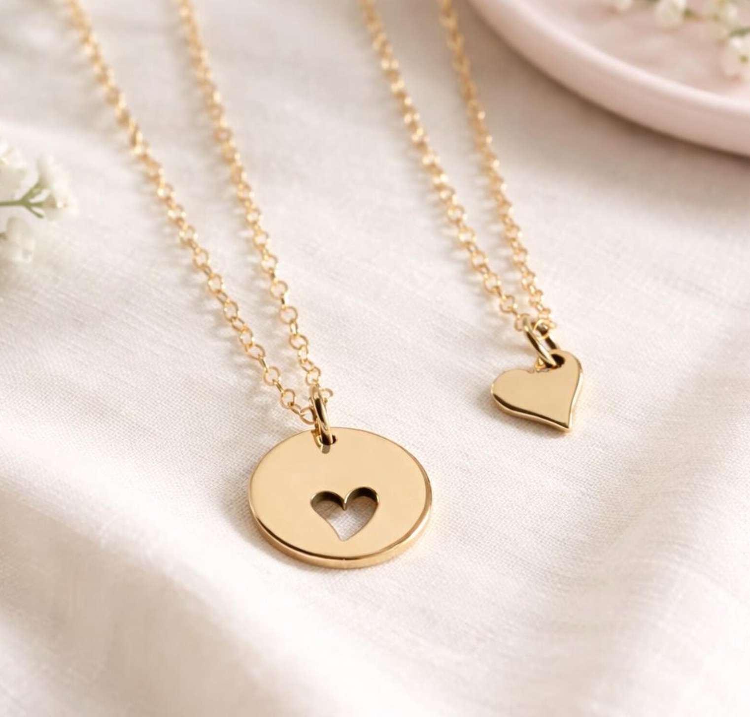 Mother and Daughter Heart Necklace, , large