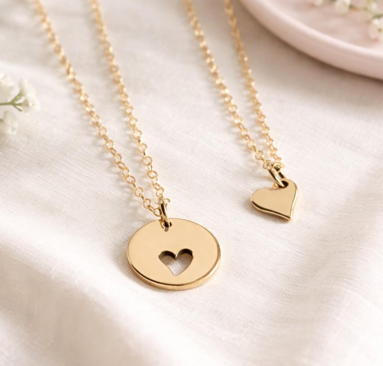 Mother and Daughter Heart Necklace, , large image number 1