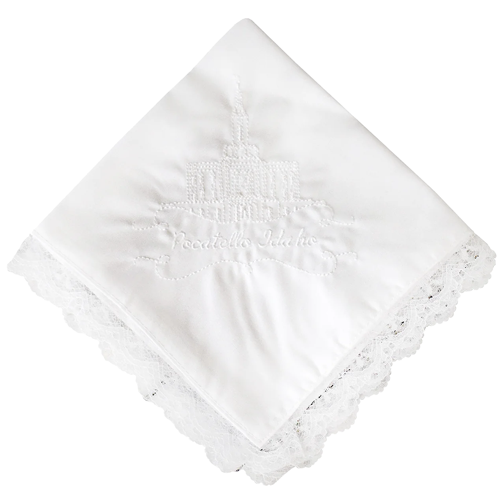 Pocatello Idaho Temple Handkerchief - Lace
